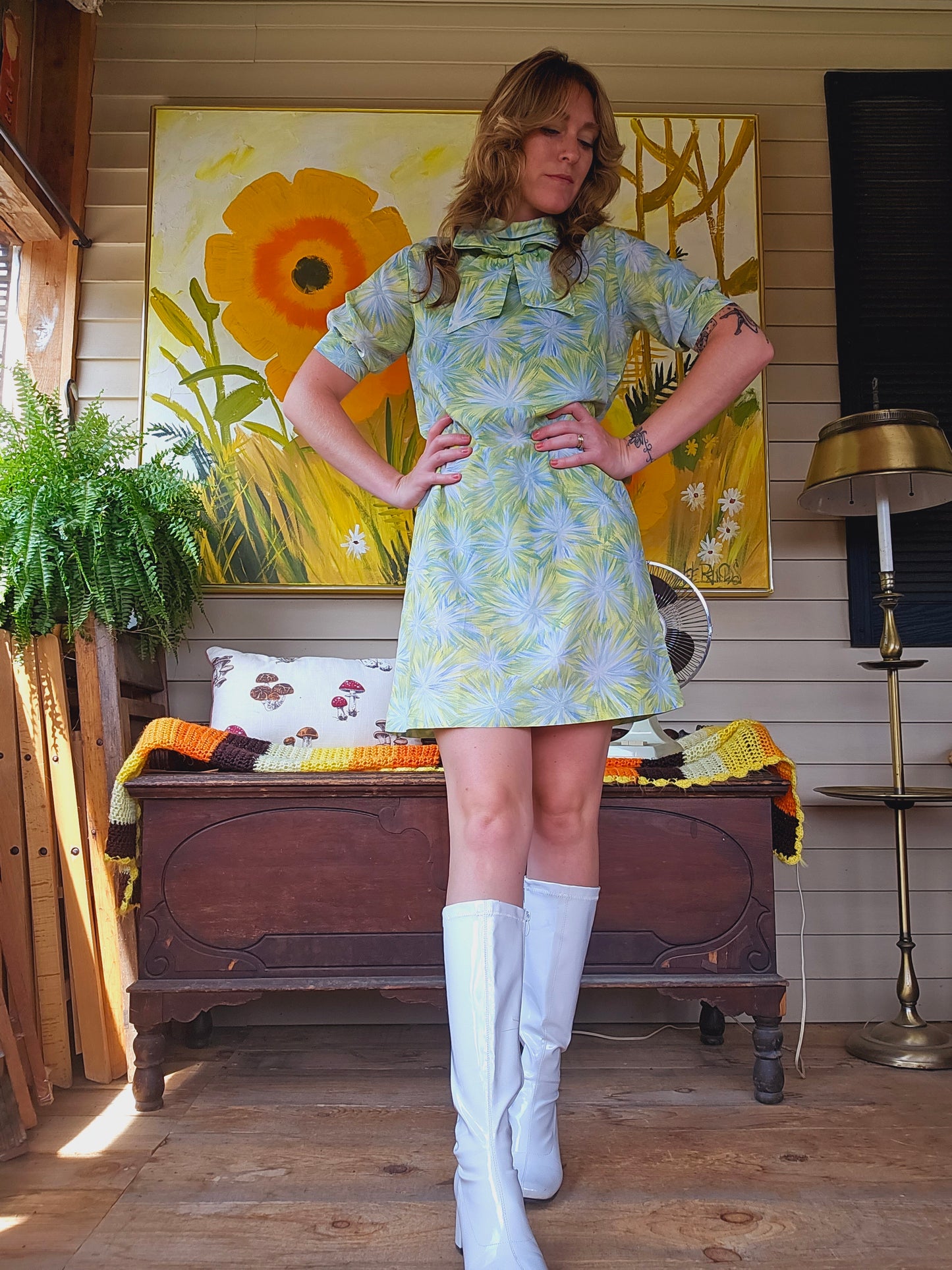 60s Funky Bow Neck Dress