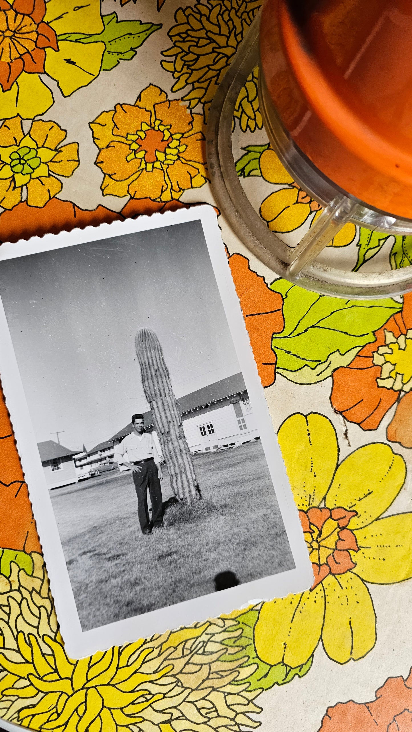 Vintage Man & Cactus Photograph