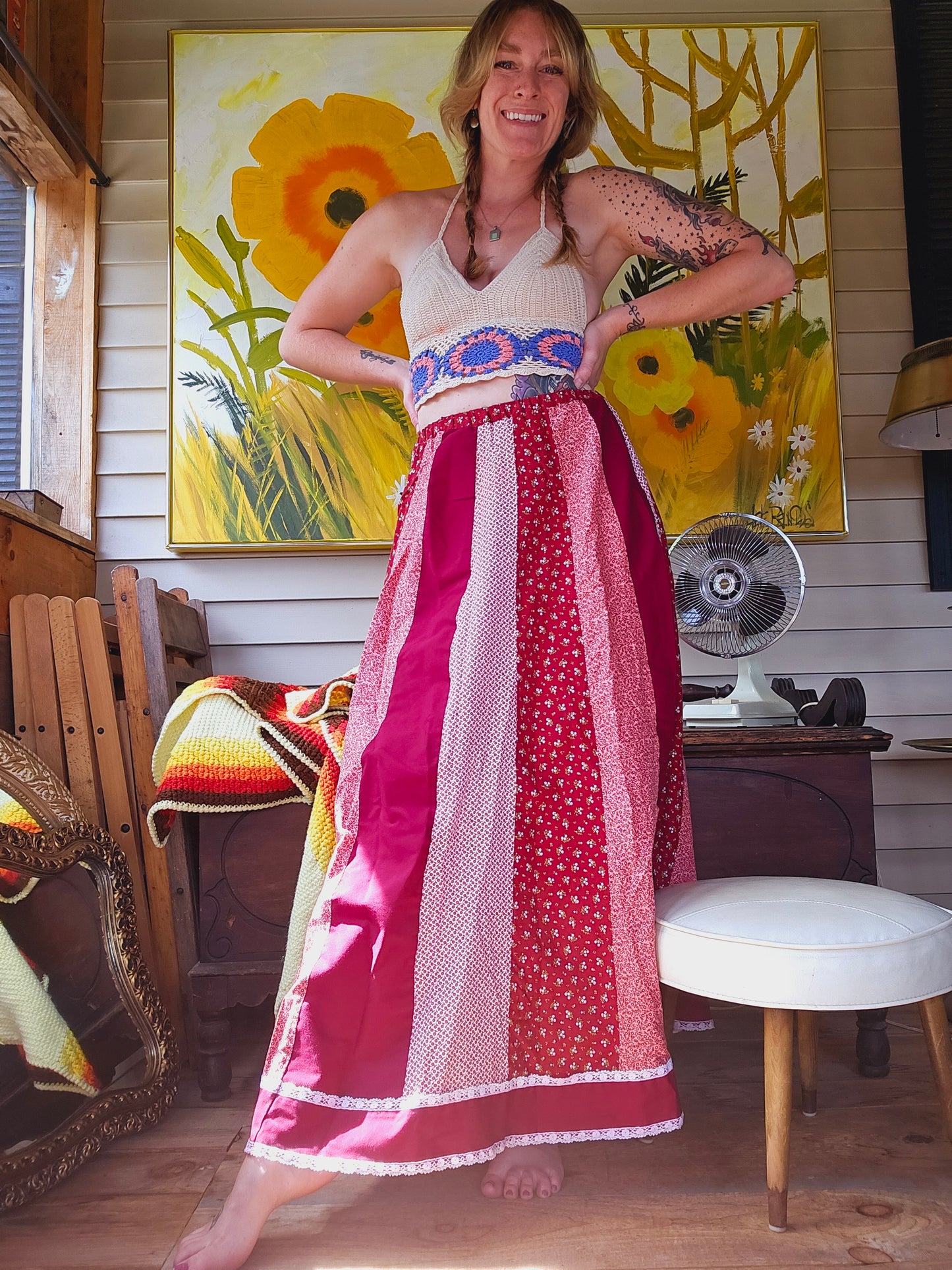70s The Golddiggers Peasant Skirt