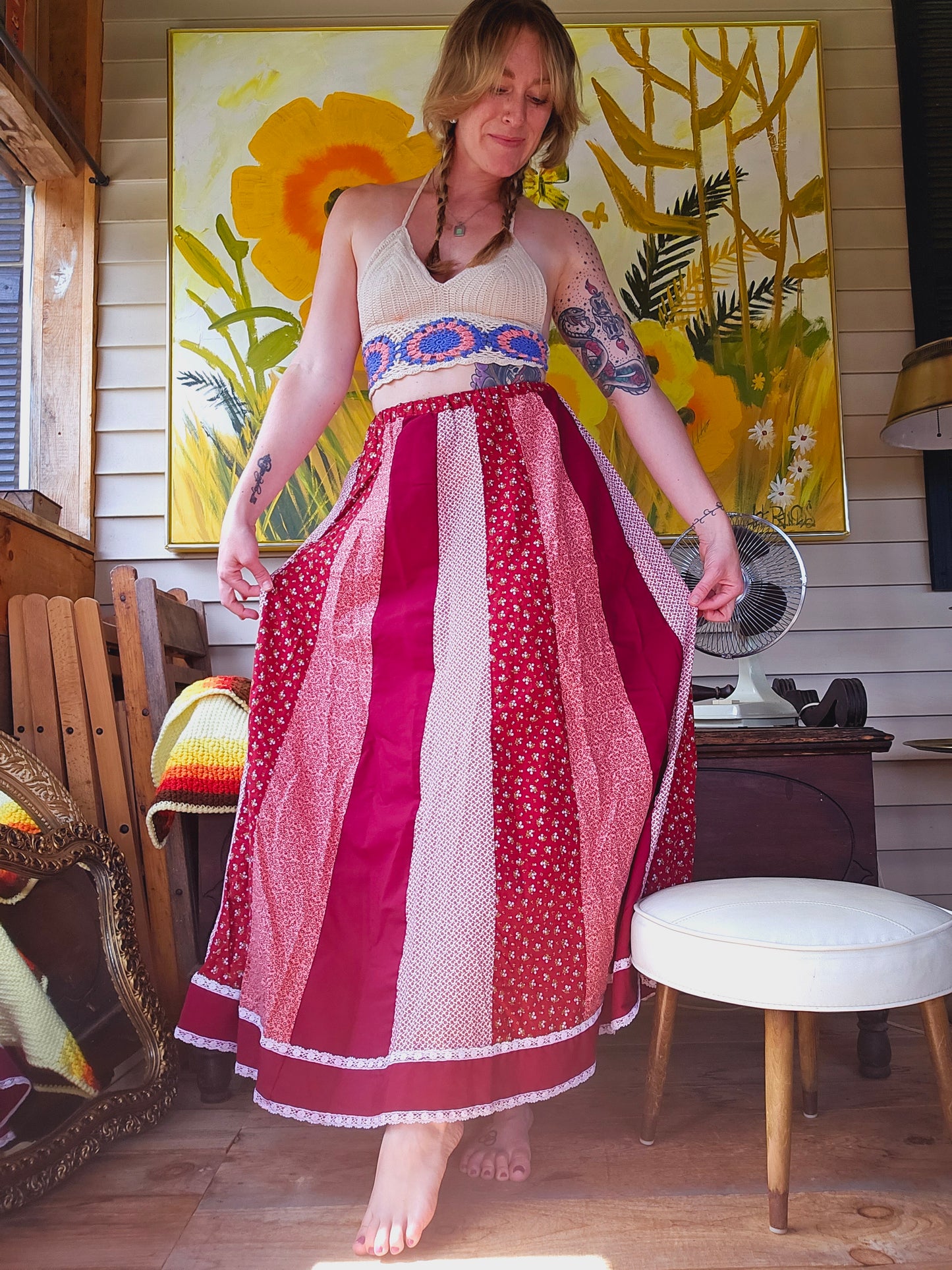 70s The Golddiggers Peasant Skirt