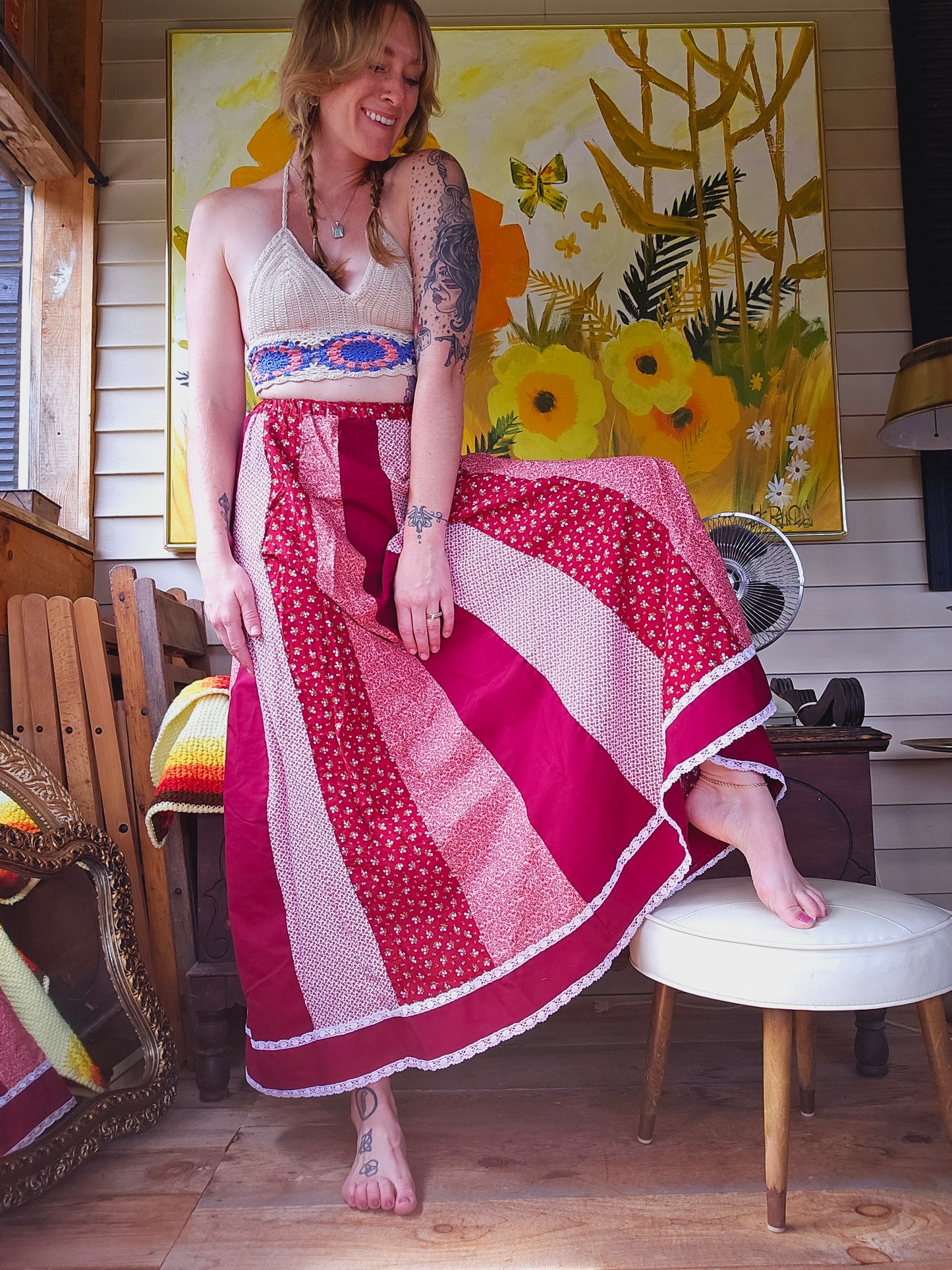 70s The Golddiggers Peasant Skirt