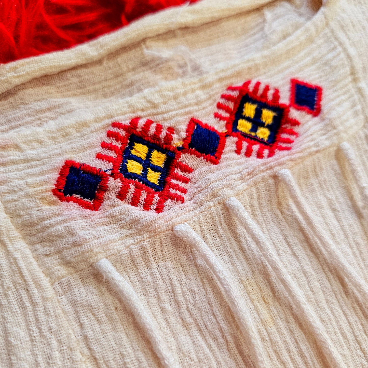 60s Embroidered & Beaded Top from Greece (S)