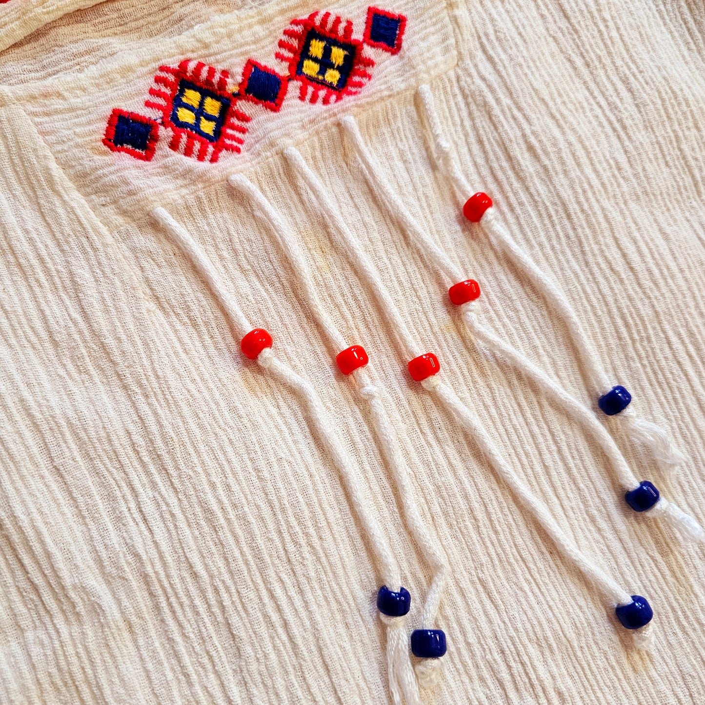 60s Embroidered & Beaded Top from Greece (S)