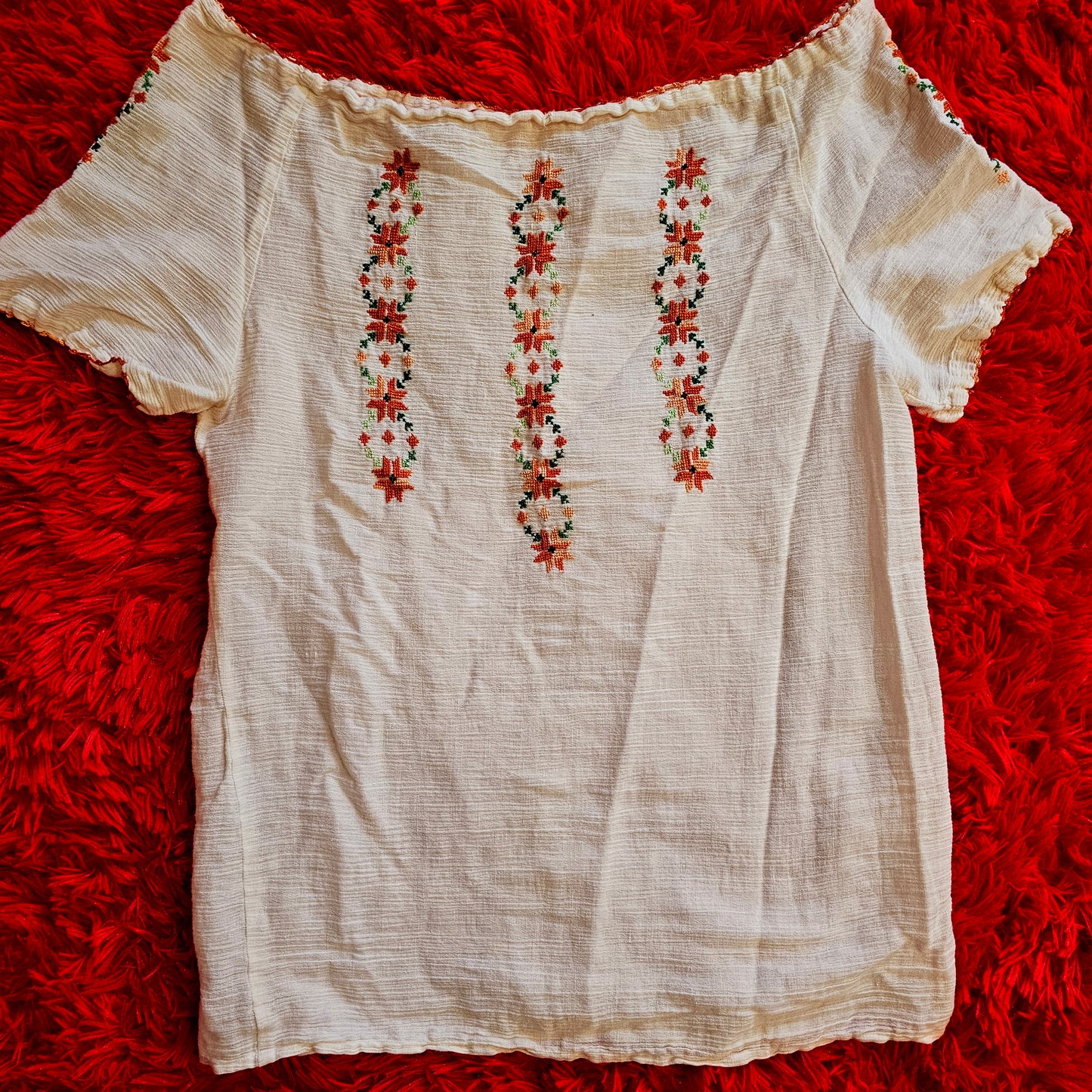 60s Floral Embroidered Top (M)