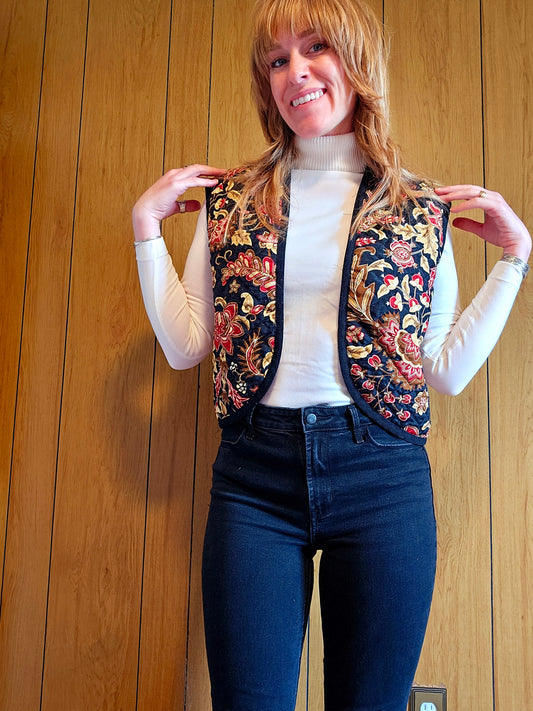 80s Quilted Paisley Vest (S/M)
