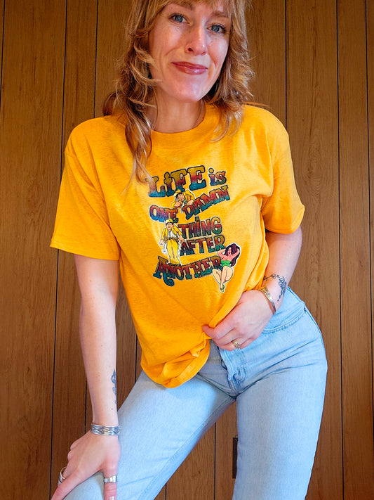 70s/80s "Life Is One Damn Thing After Another" Tee (L)