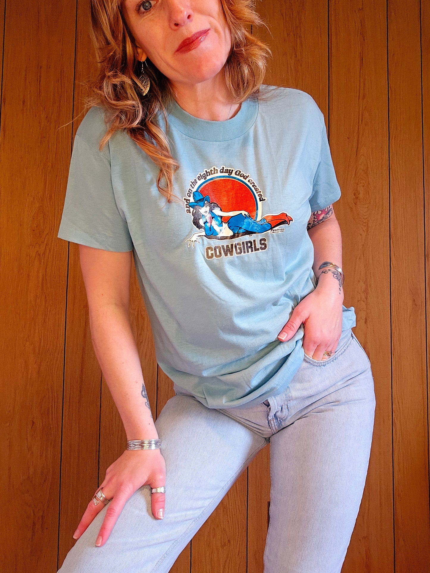 1980 "And On The Eight Day God Created Cowgirls" Tee (M/L)