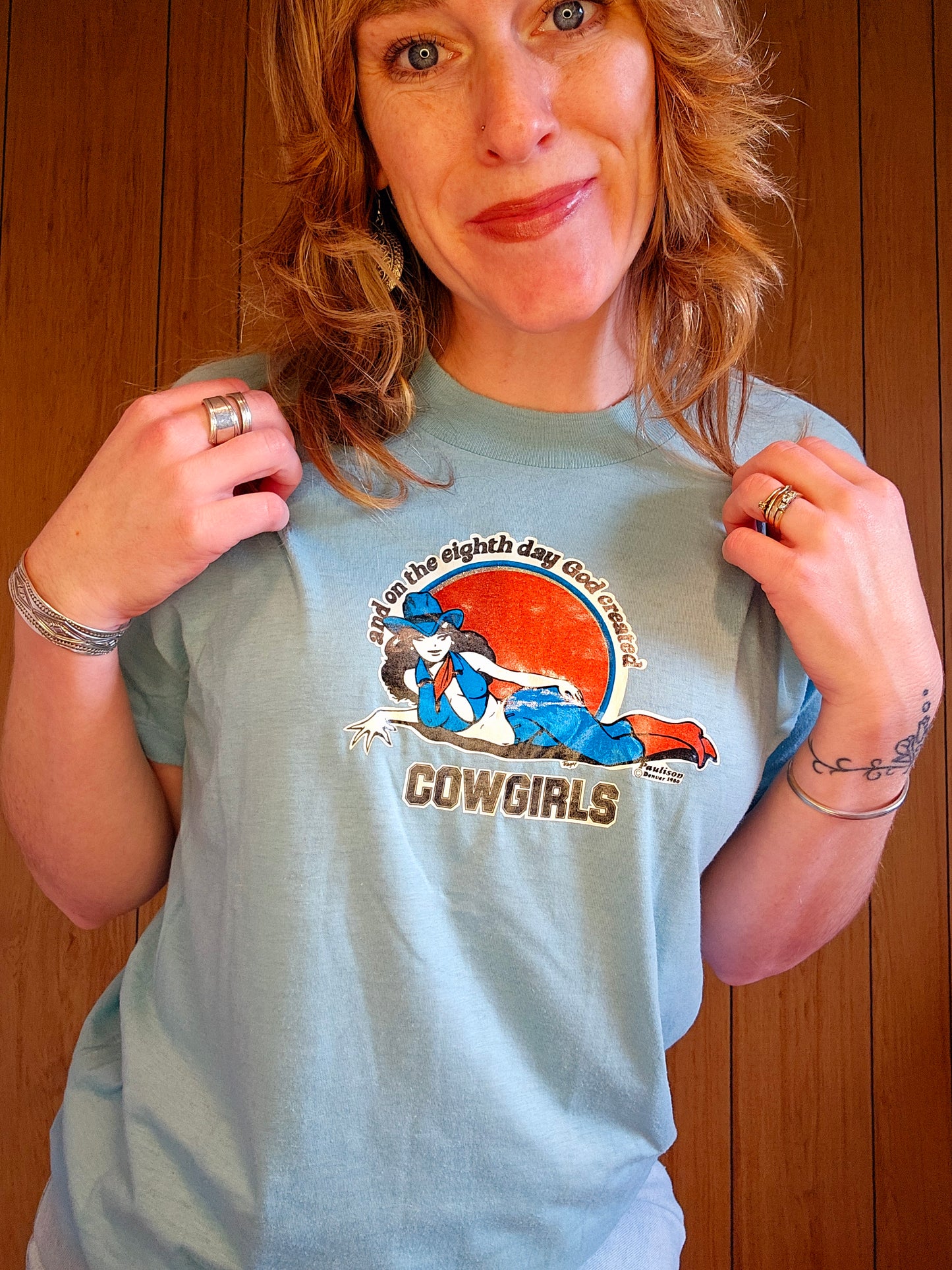 1980 "And On The Eight Day God Created Cowgirls" Tee (M/L)