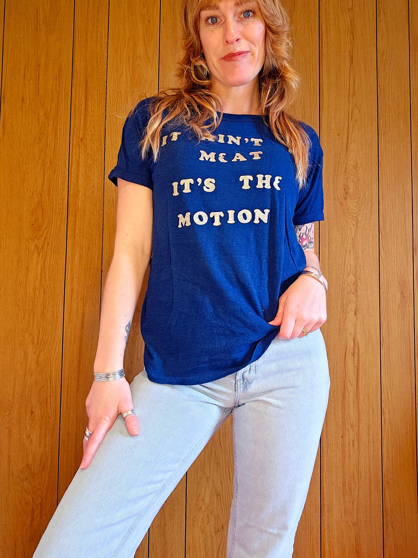 70s "It Ain't The Meat It's The Motion" Tee (L)
