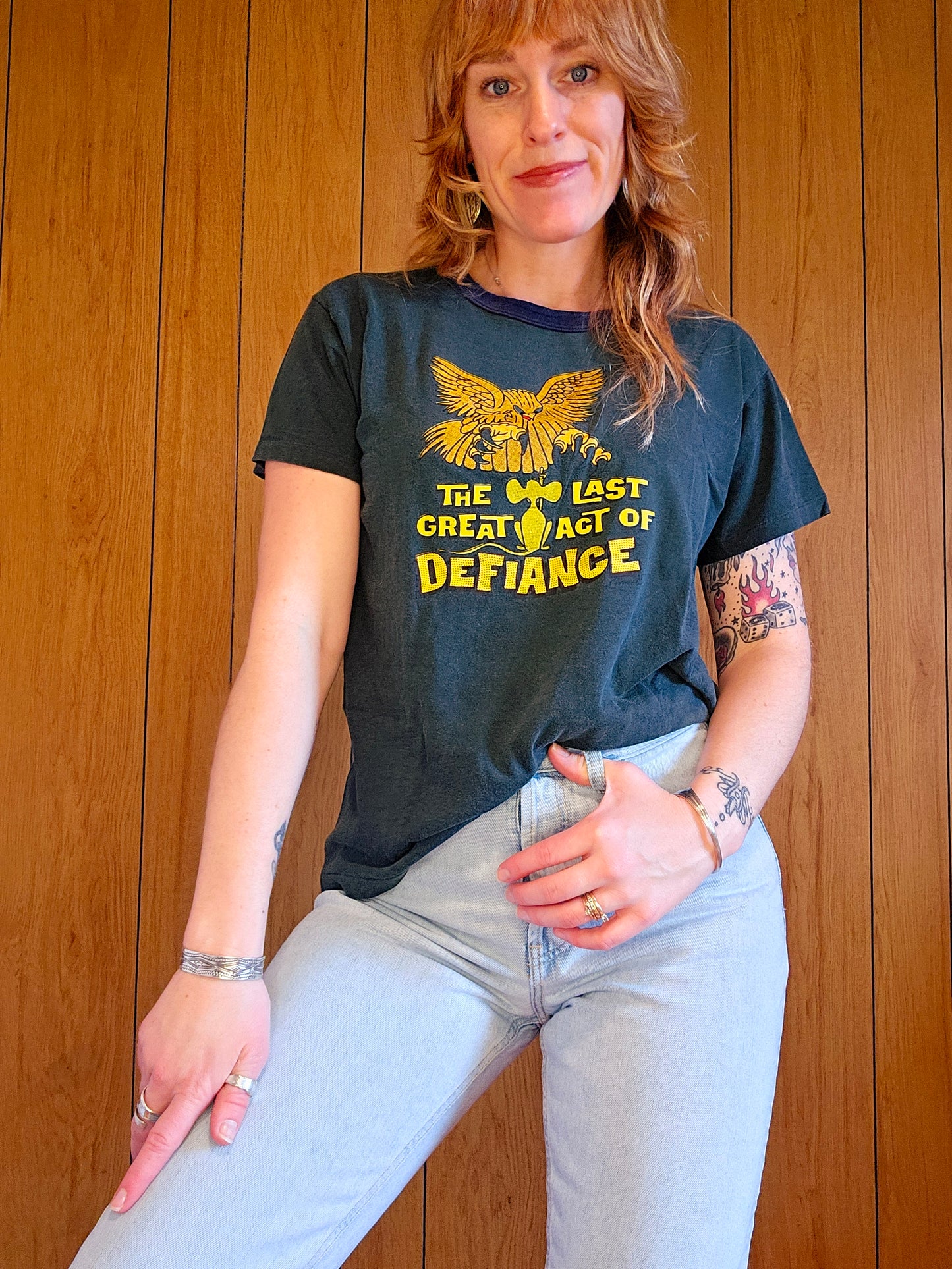 70s "The Last Great Act Of Defiance" Ringer Tee (M/L)