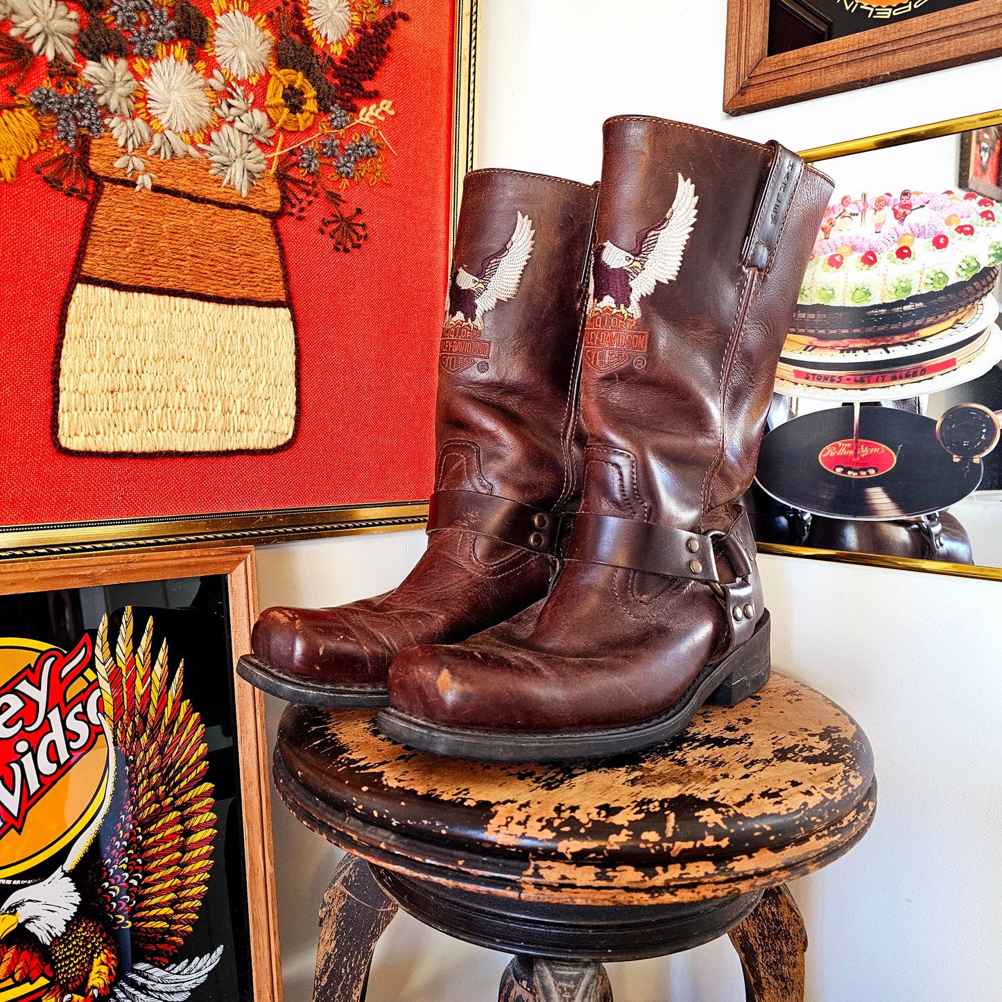 Vintage Leather Harley-D Boots
