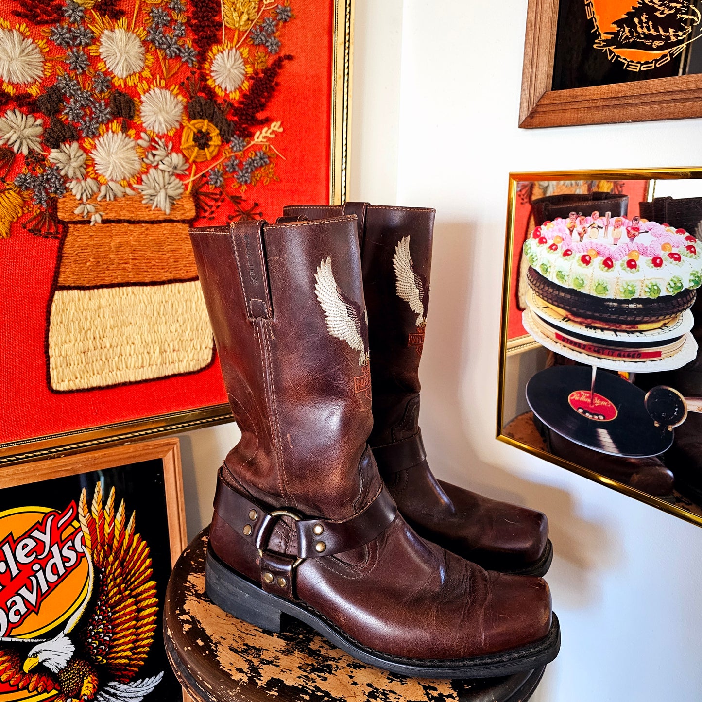 Vintage Leather Harley-D Boots