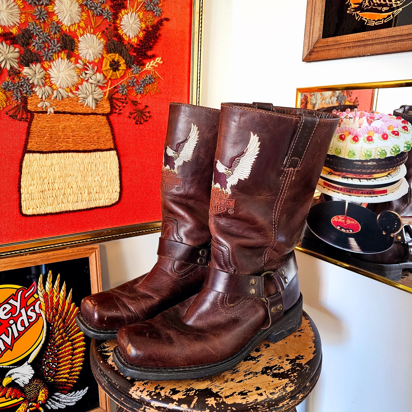 Vintage Leather Harley-D Boots
