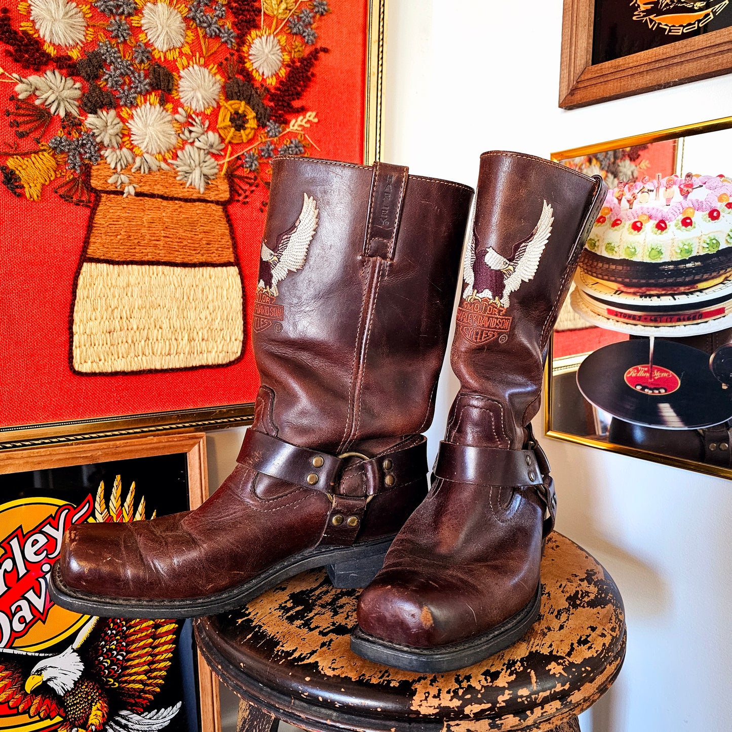 Vintage Leather Harley-D Boots