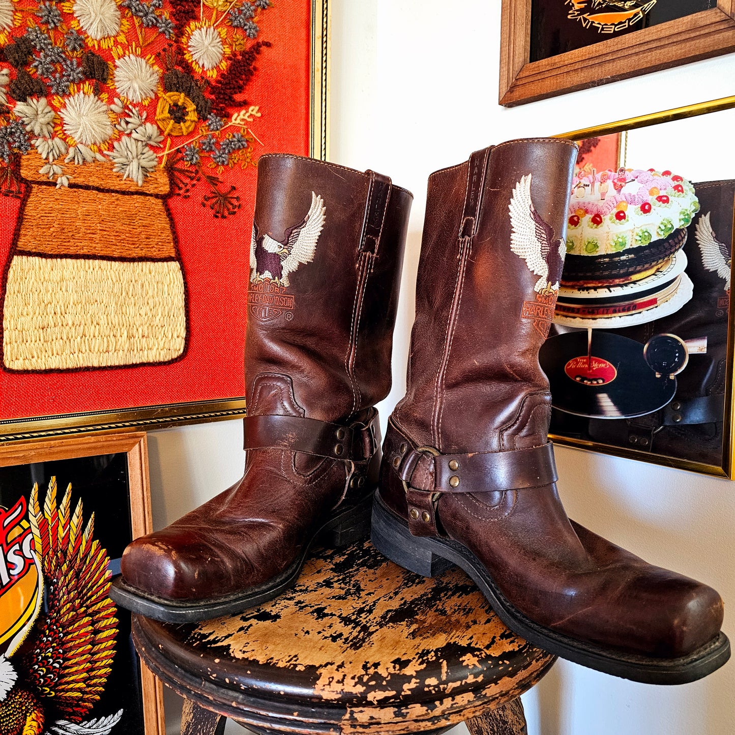 Vintage Leather Harley-D Boots
