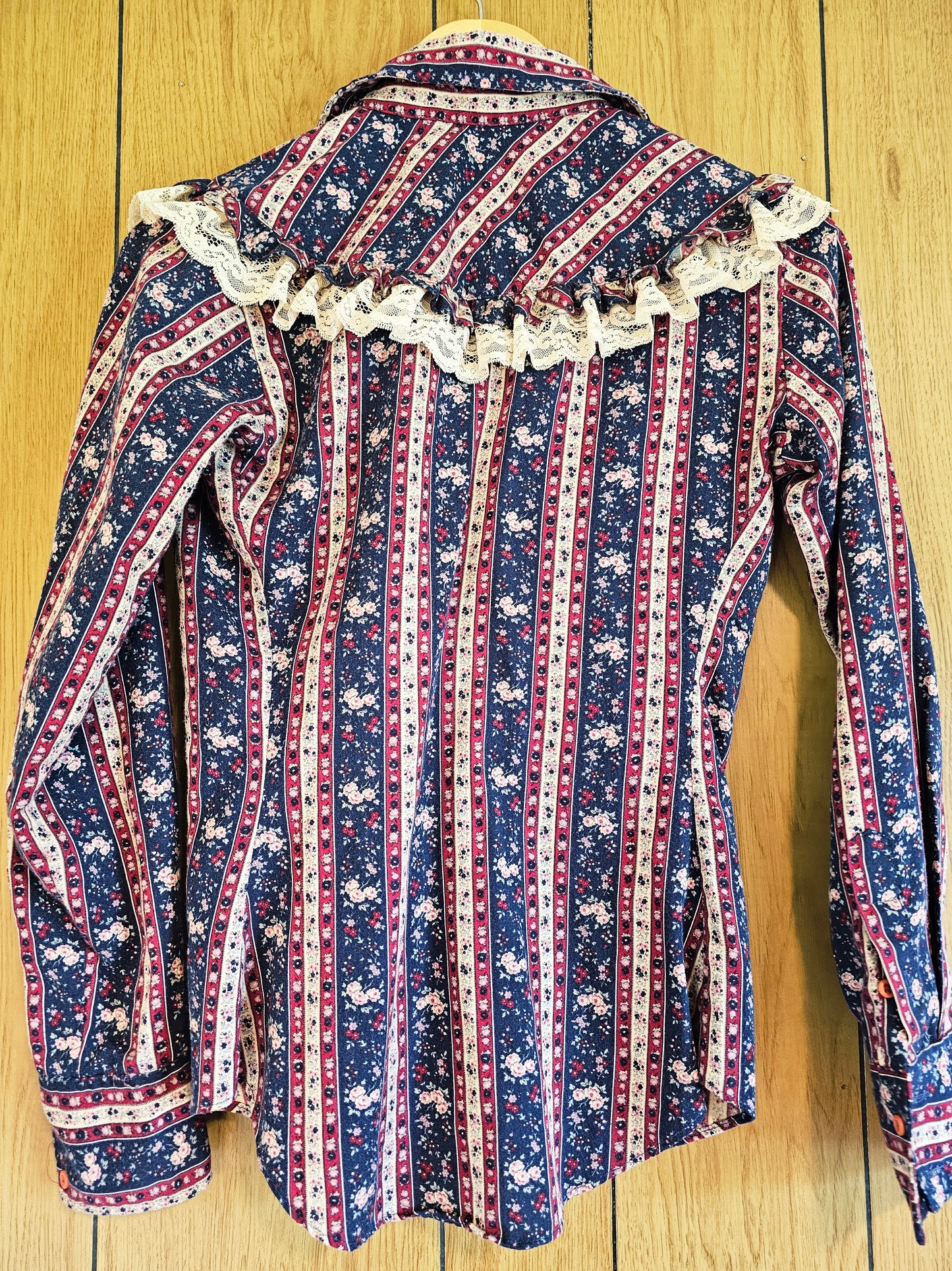 60s/70s Panhandle Slim Lace Trimmed Button Down (S)