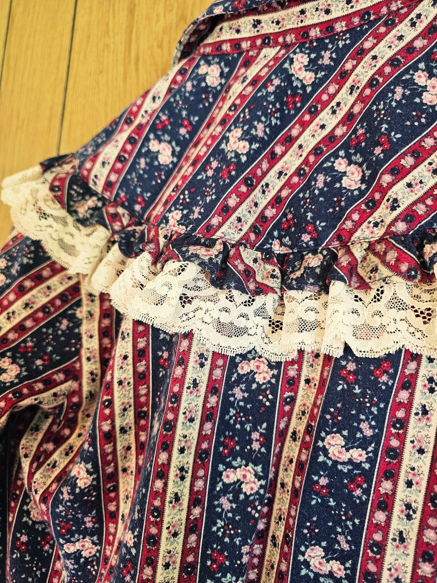 60s/70s Panhandle Slim Lace Trimmed Button Down (S)