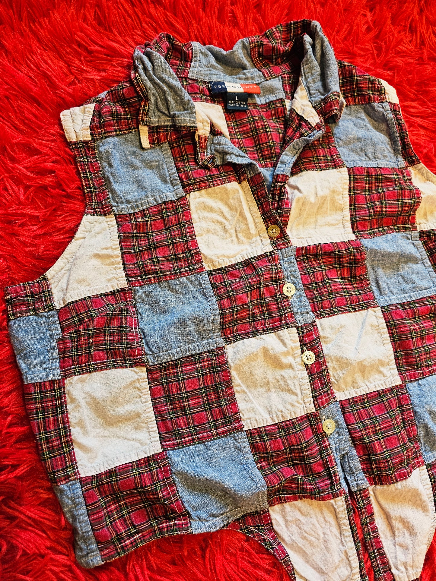 Y2K Red White Blue Tie Front Crop