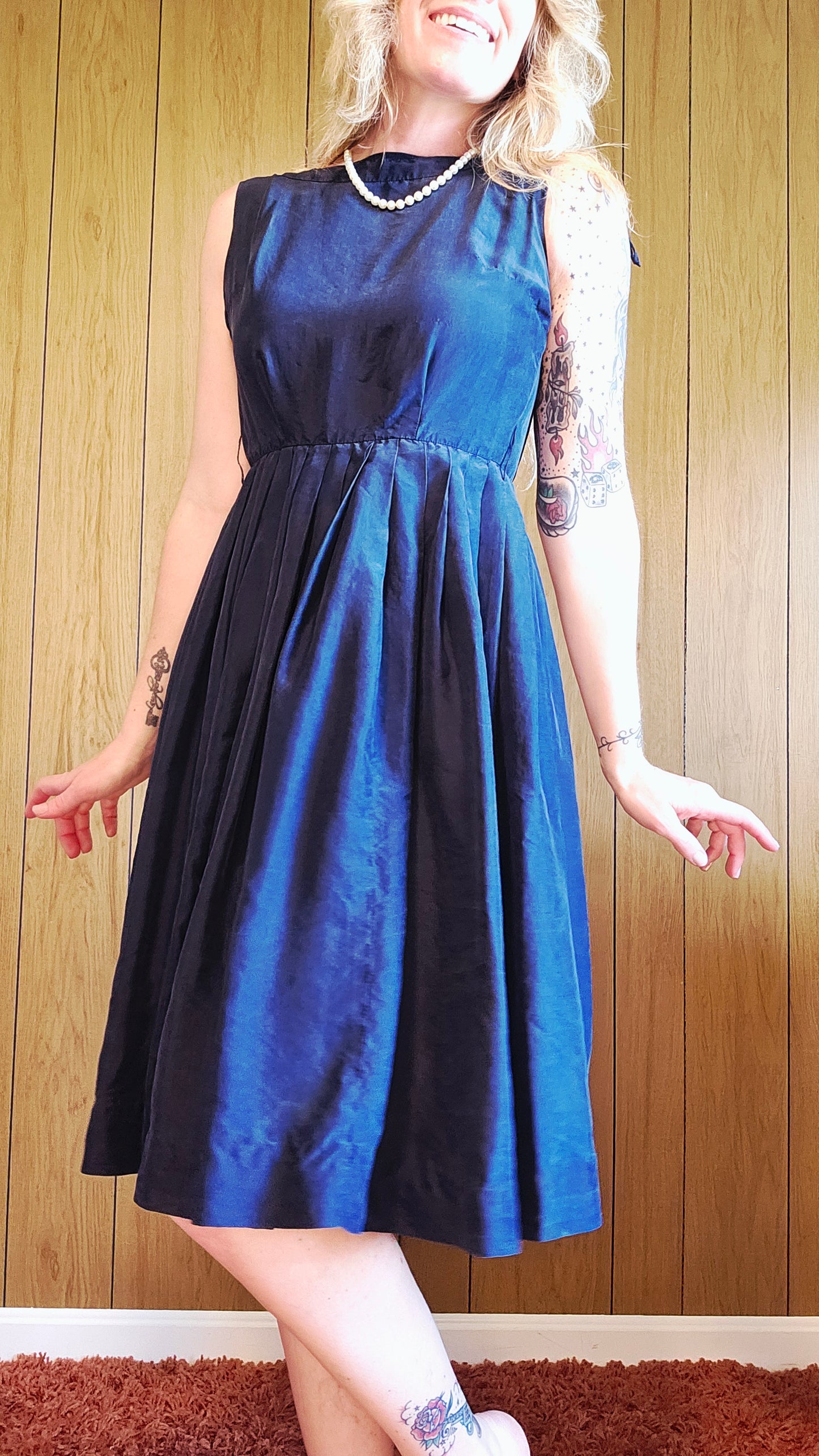 50s/60s Navy Blue Dress (XS/S)