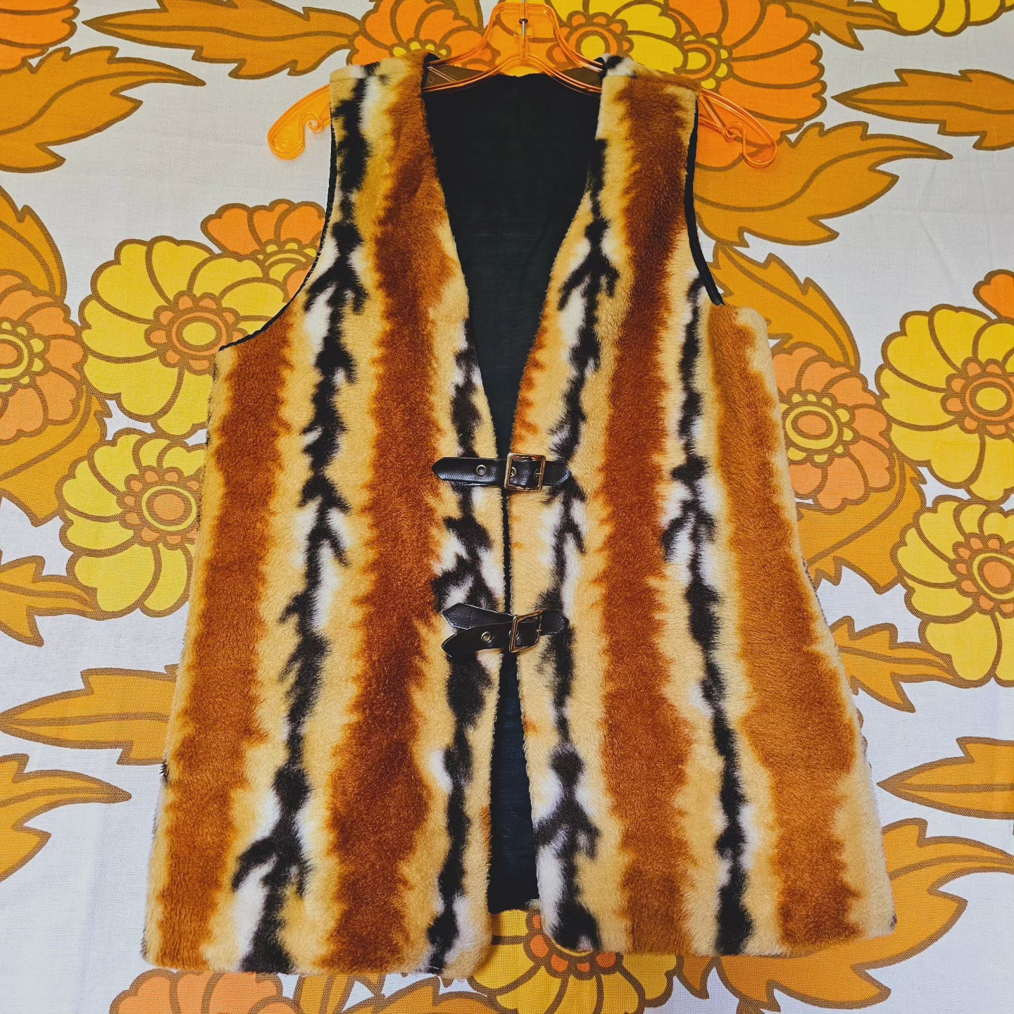 70s Faux Fur Animal Print Vest