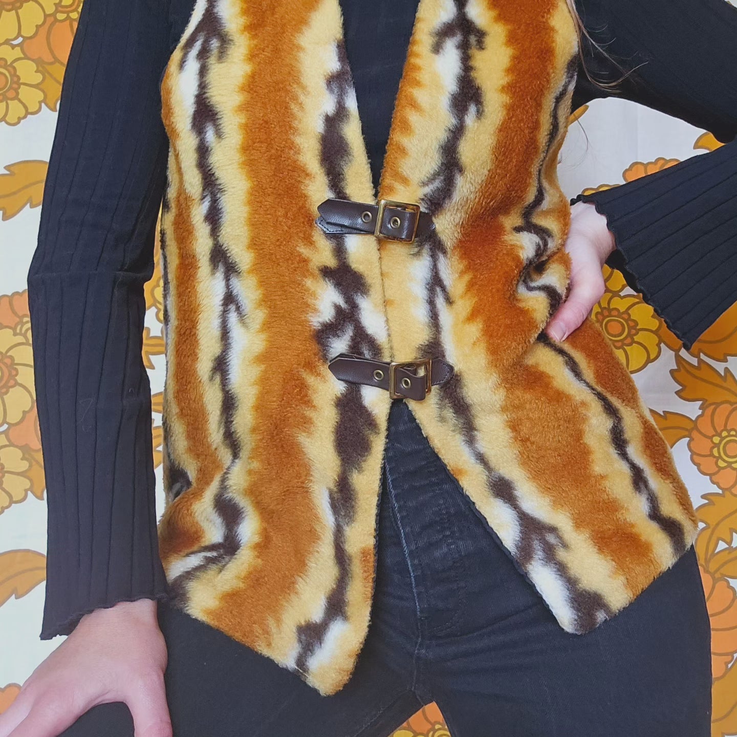 70s Faux Fur Animal Print Vest