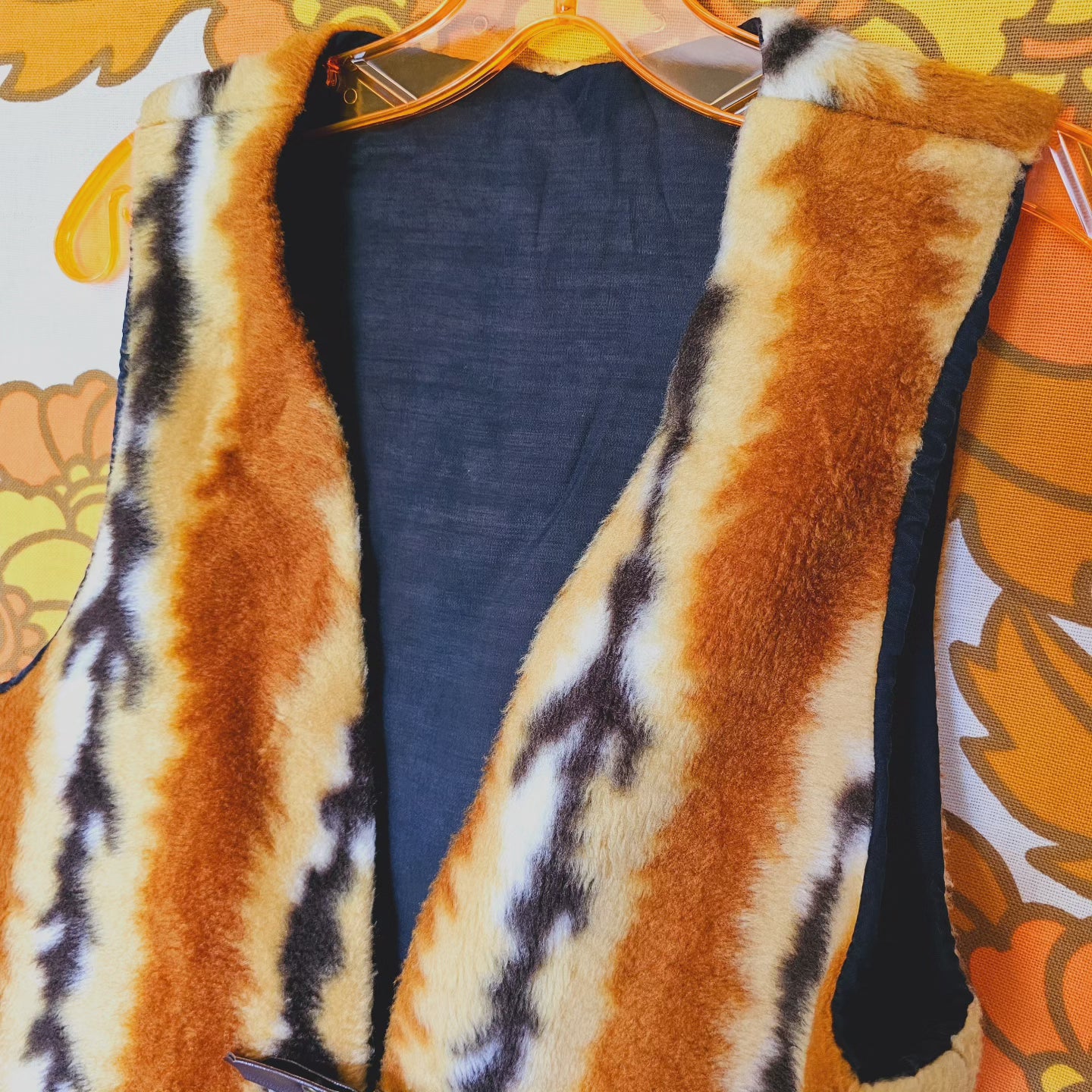 70s Faux Fur Animal Print Vest