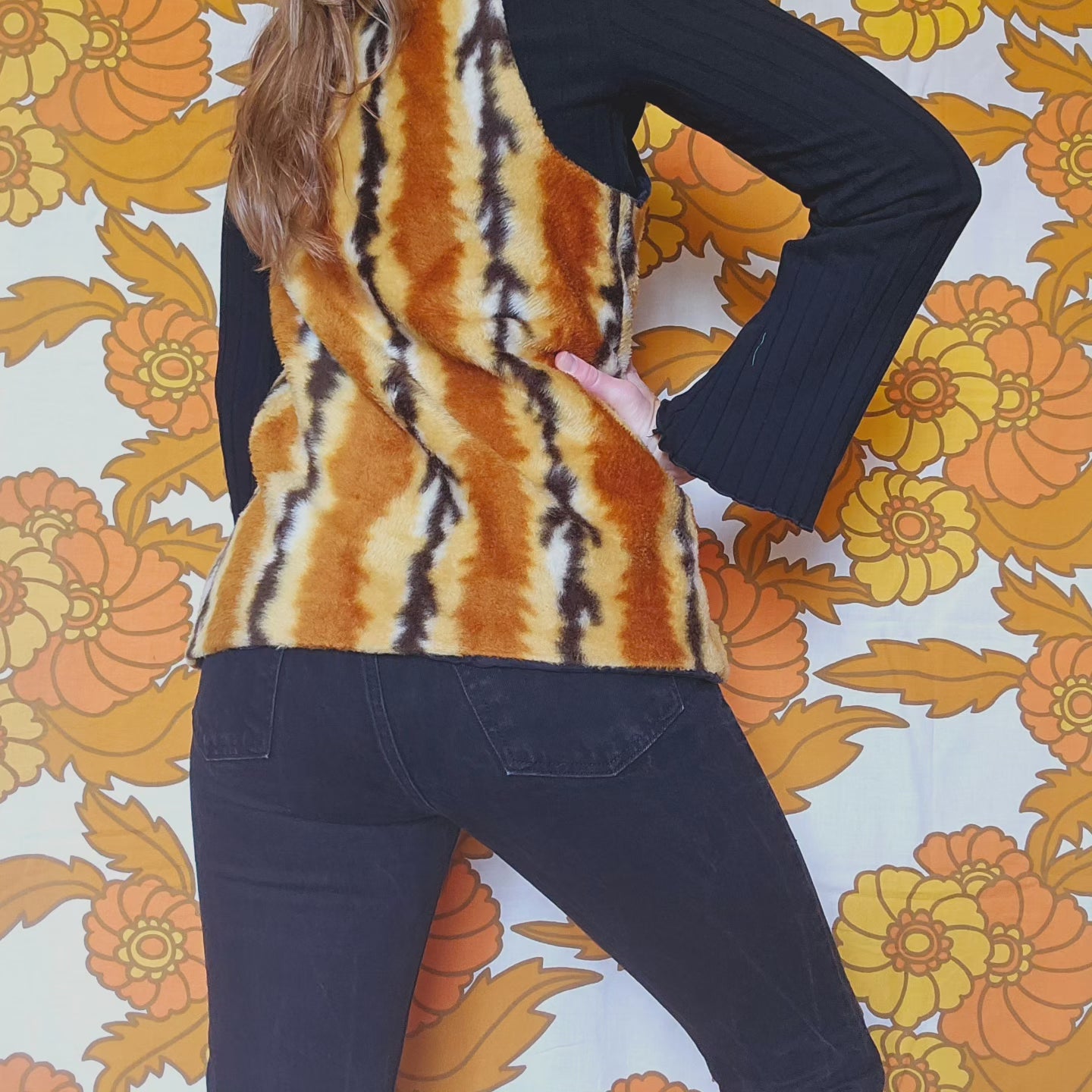 70s Faux Fur Animal Print Vest