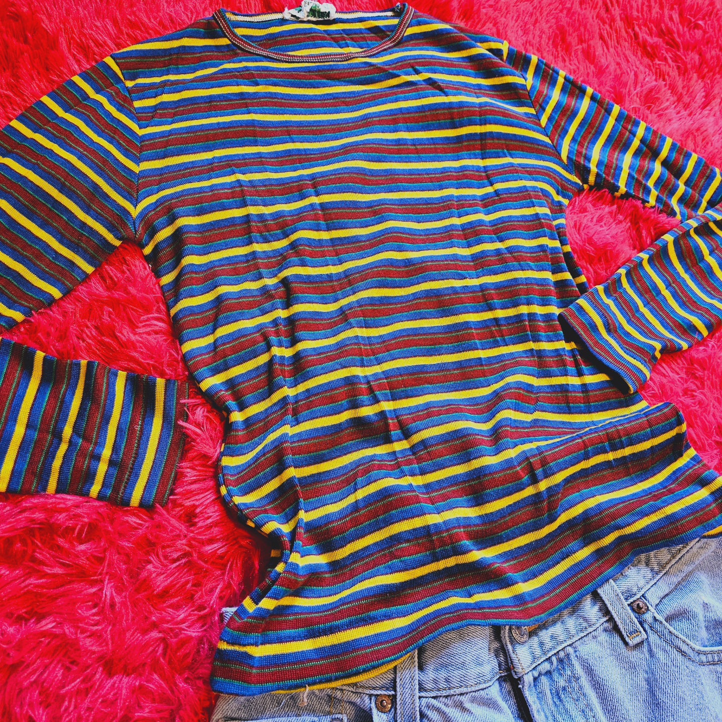 70s Striped Scoop Neck Top (S)