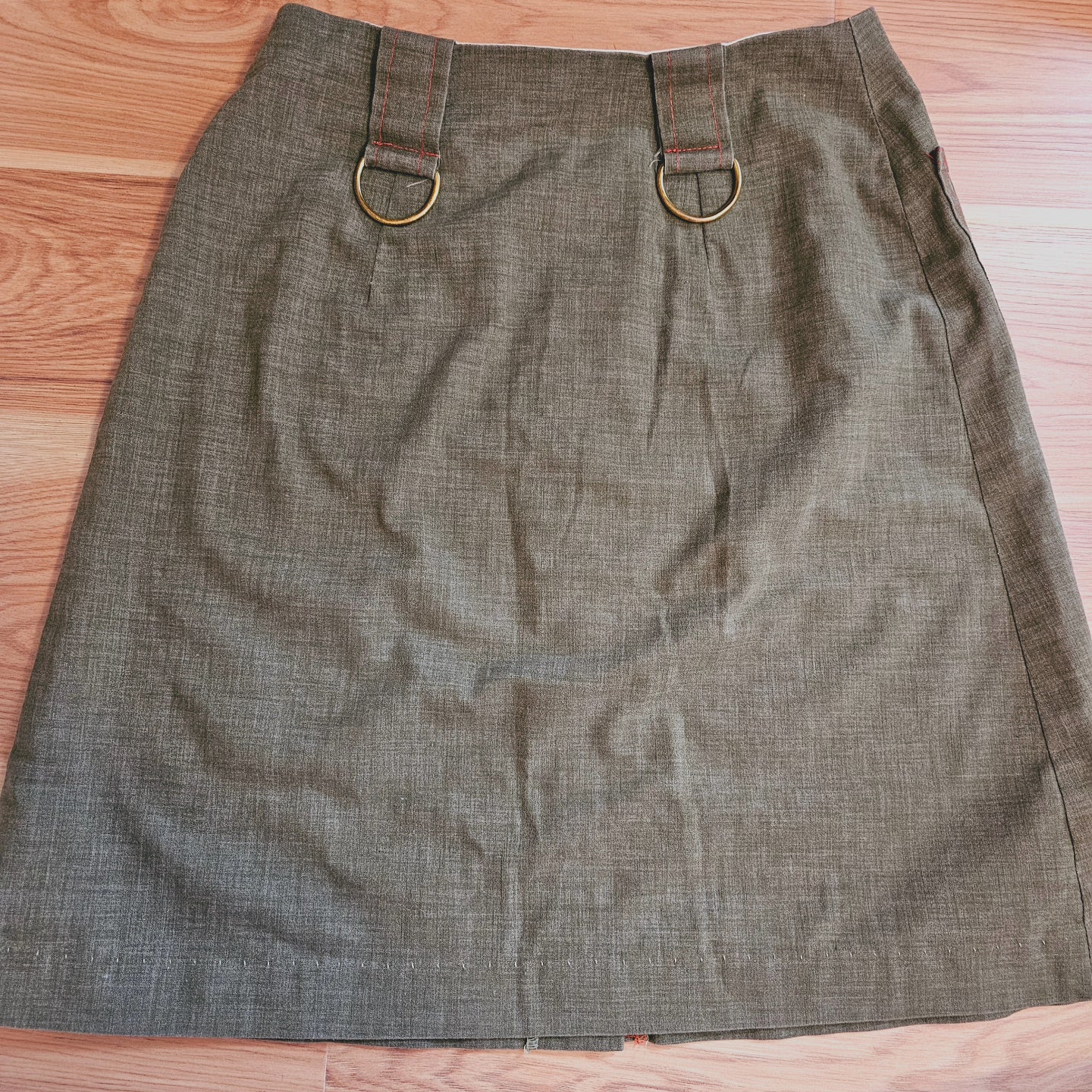 60s Green/Red/Brass A-Line Skirt (S/M)