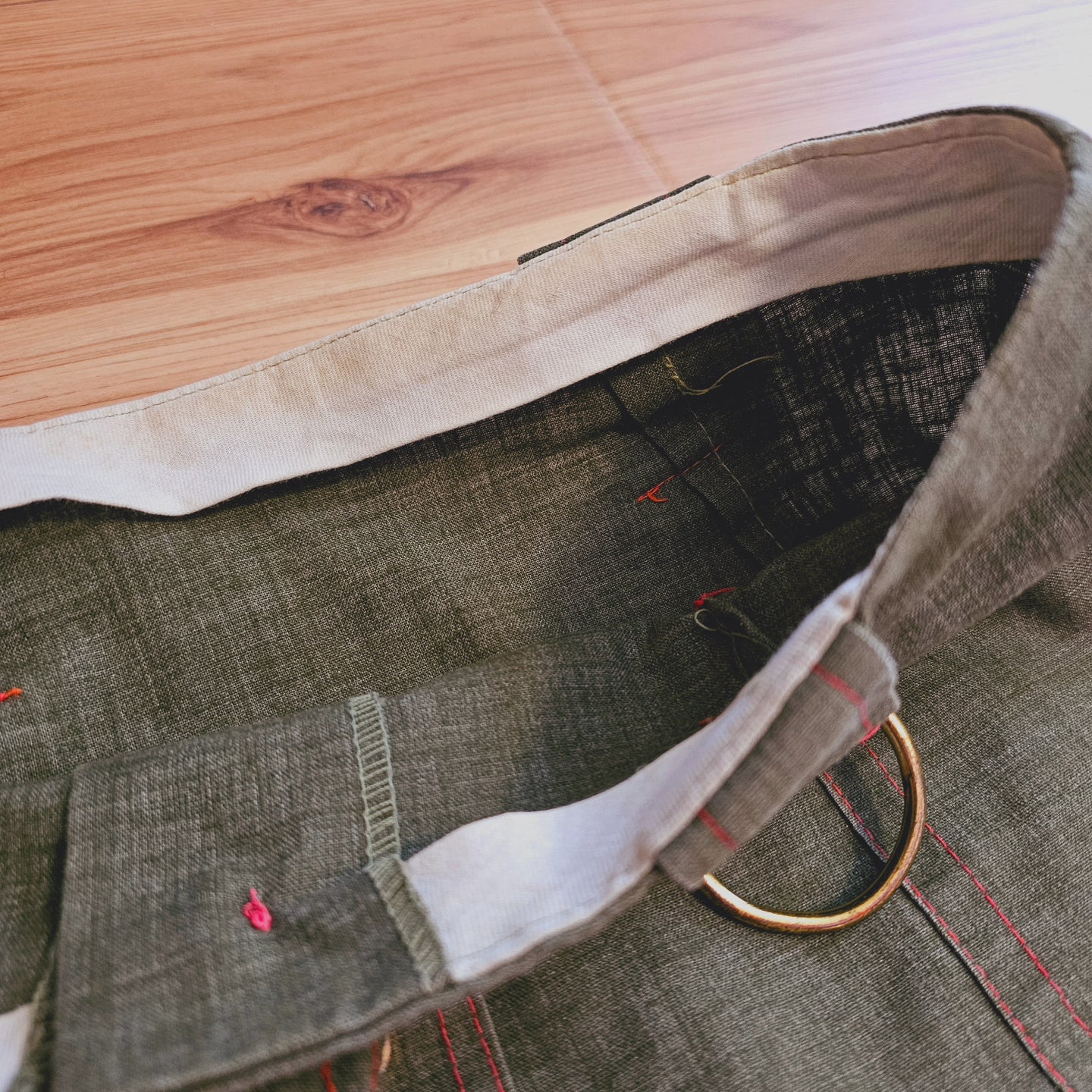 60s Green/Red/Brass A-Line Skirt (S/M)
