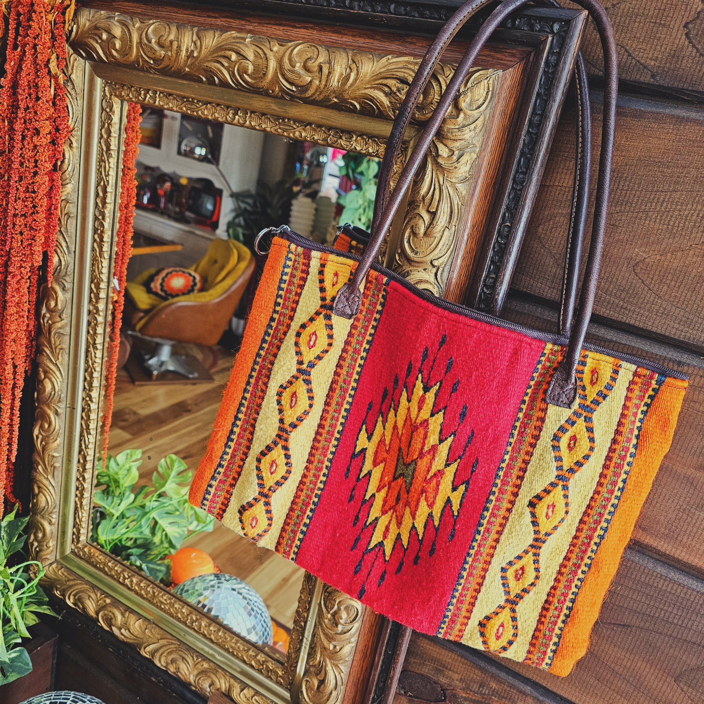 Vintage Autumn Tone Woven Bag