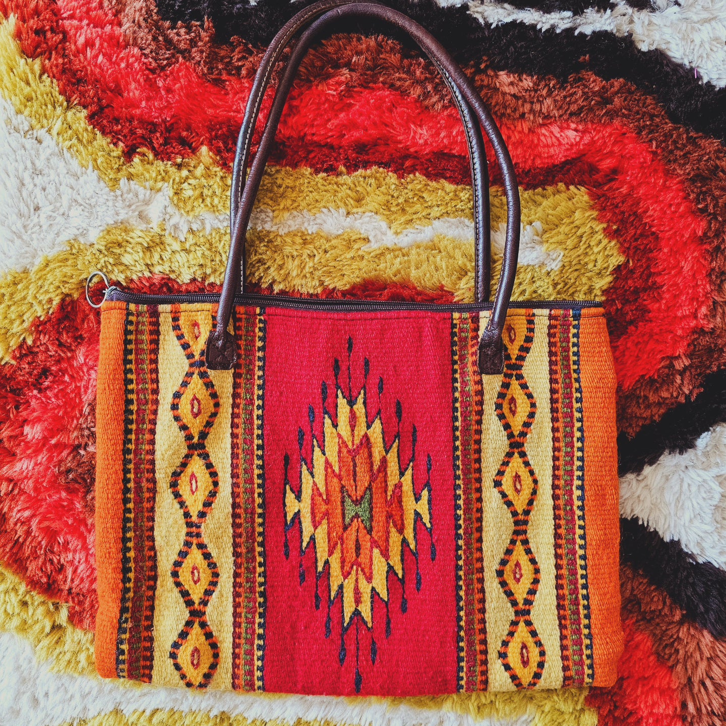 Vintage Autumn Tone Woven Bag