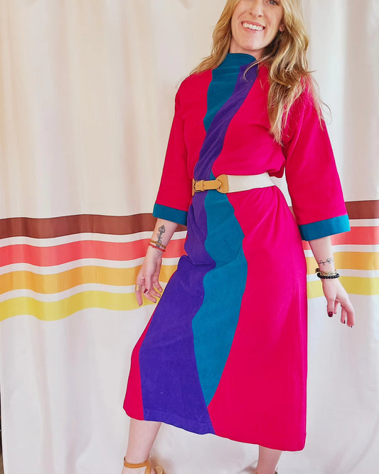 70s Vanity Fair Petites Velour Housecoat Dress