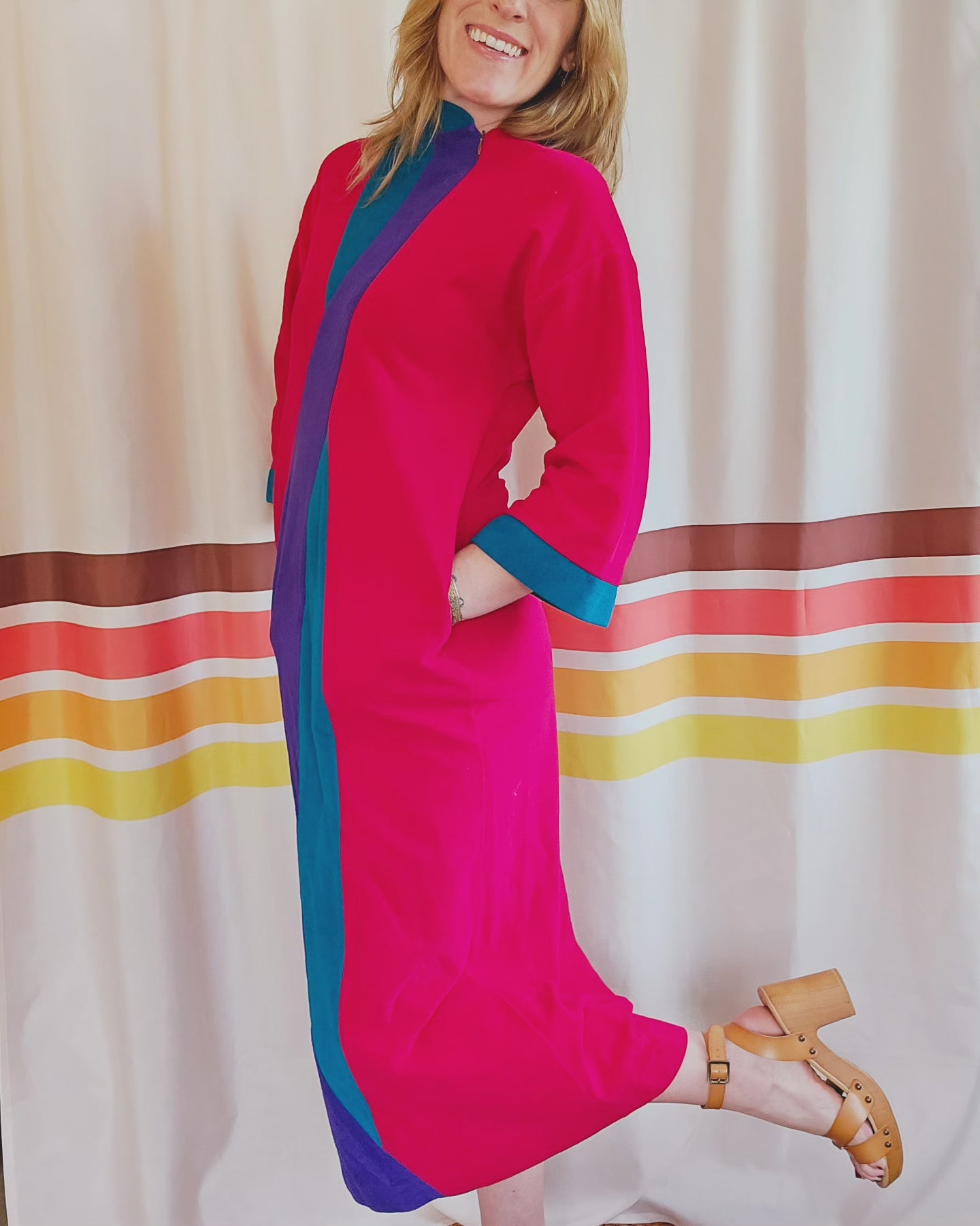 70s Vanity Fair Petites Velour Housecoat Dress
