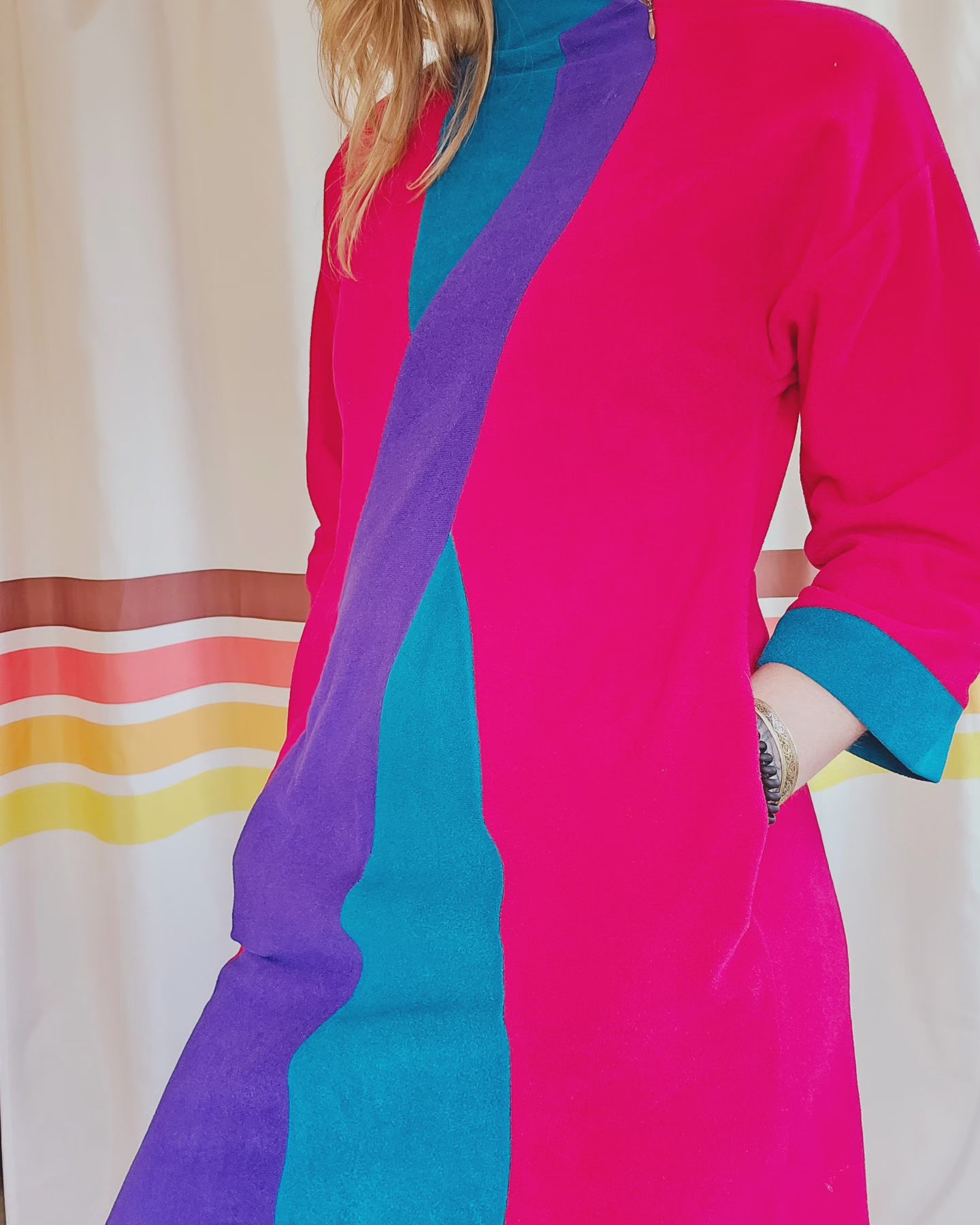 70s Vanity Fair Petites Velour Housecoat Dress