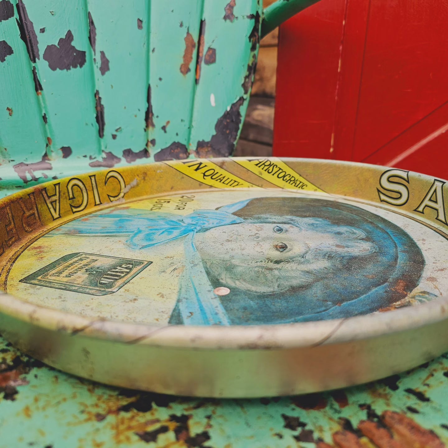 Vintage Satin Cigarette Metal Tray