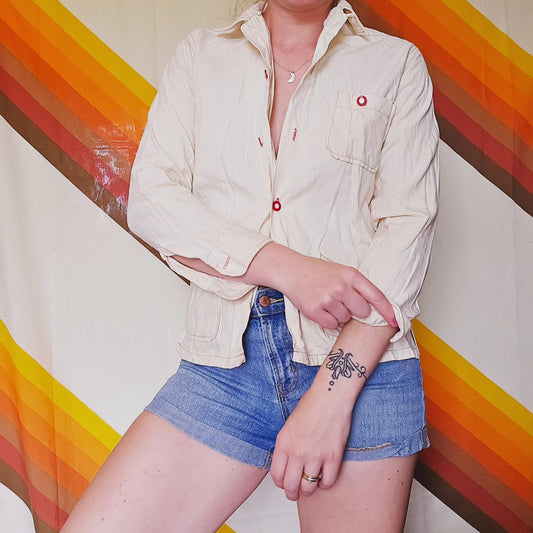 1950s/1960s White & Red button down (S)