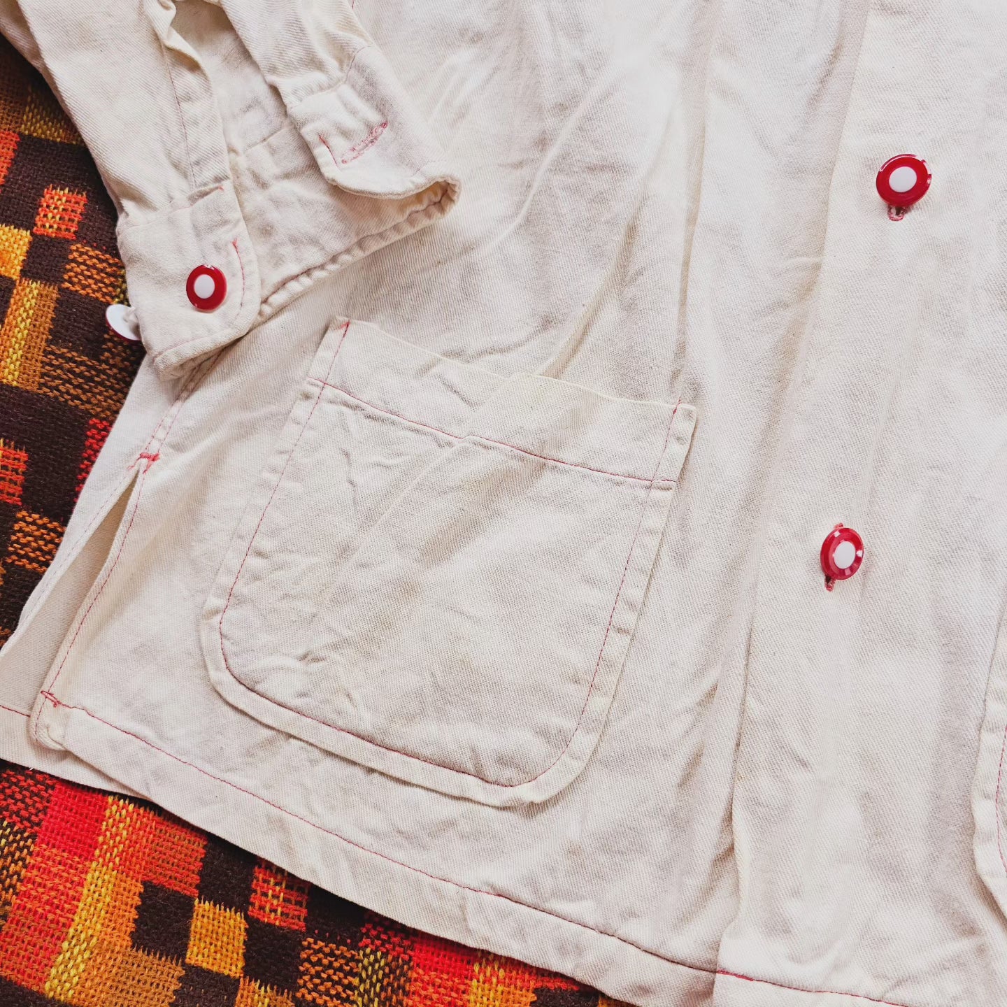 1950s/1960s White & Red button down (S)