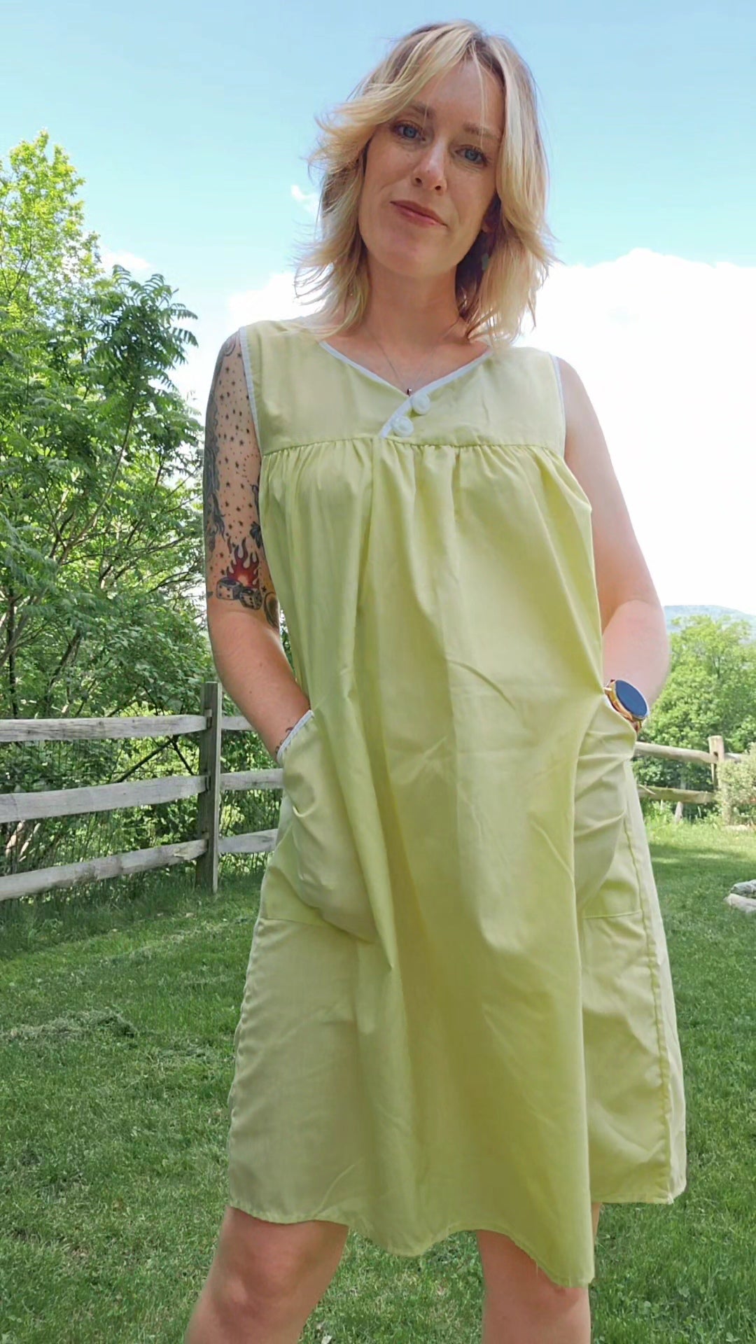 50s/60s Yellow Nightie with Pockets (S/M/L)