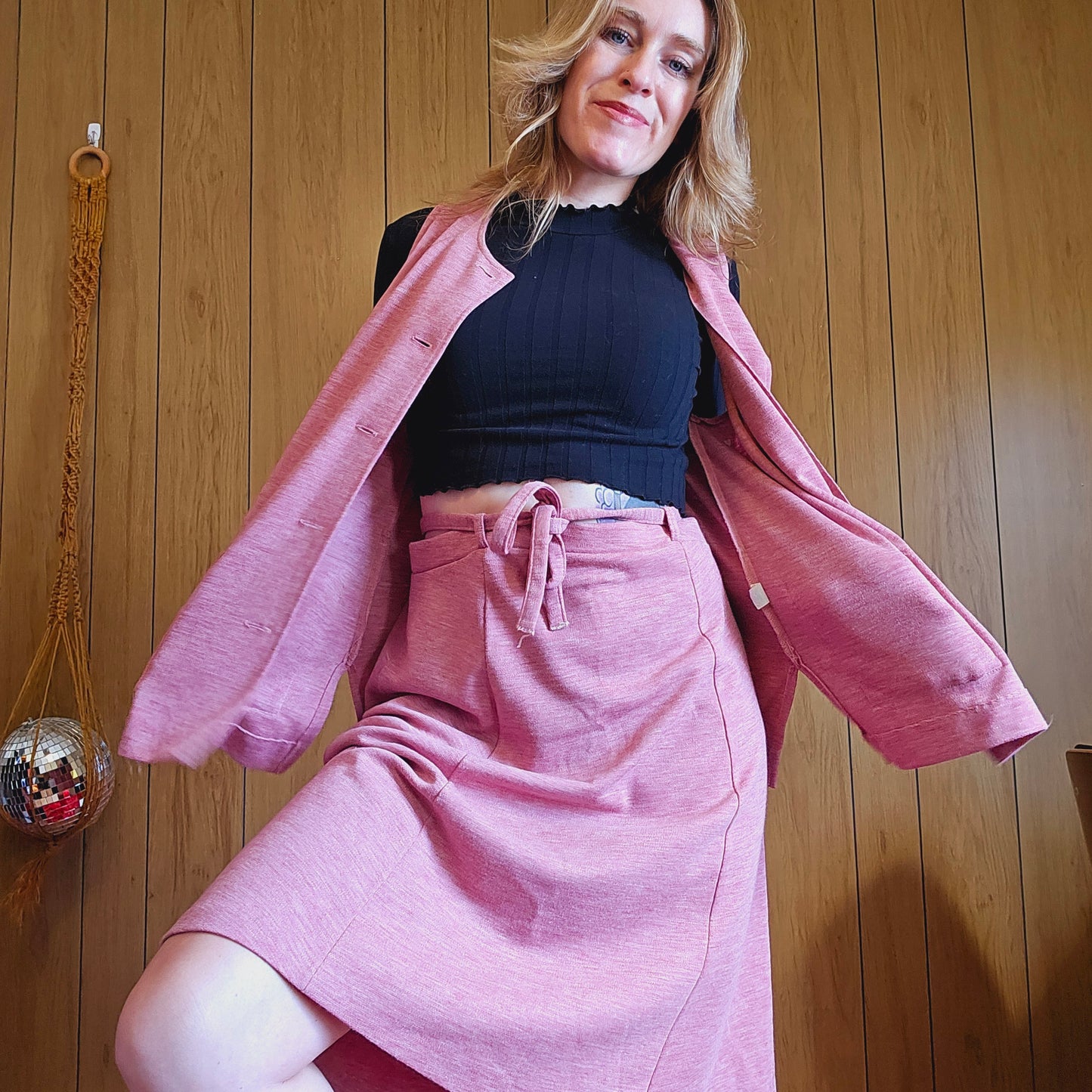 60s Russ Skirt & Blazer Vest Set (L)