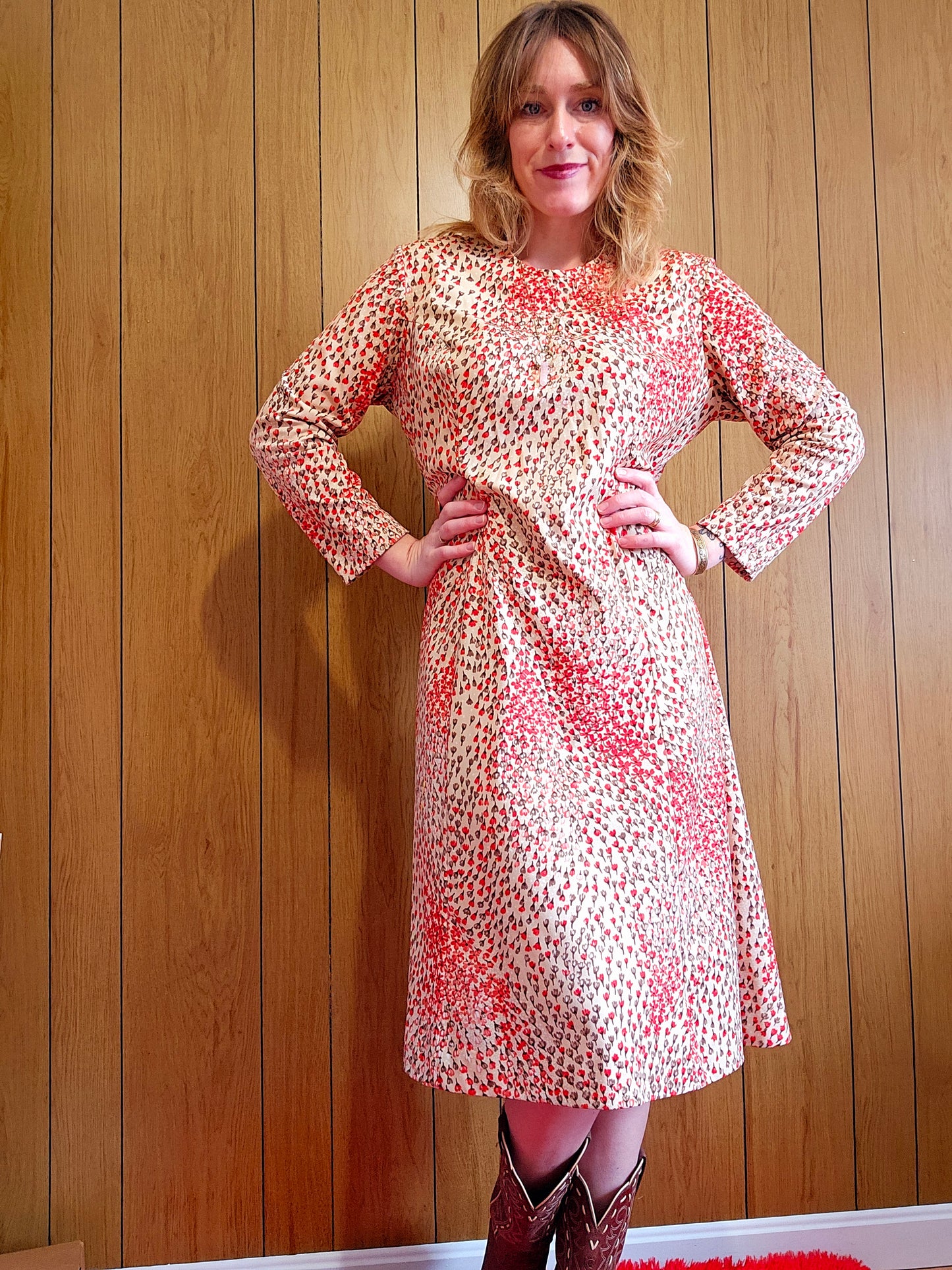 60s/70s Floral Dress (L)