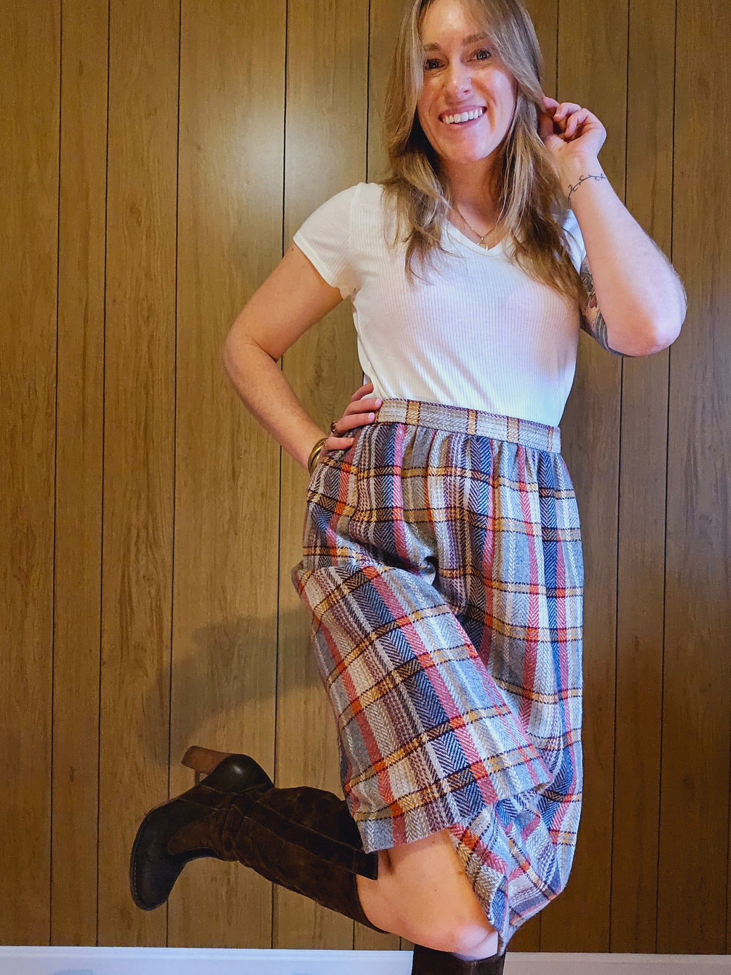 60s/70s "Hunter Sport" Plaid Skirt (L)