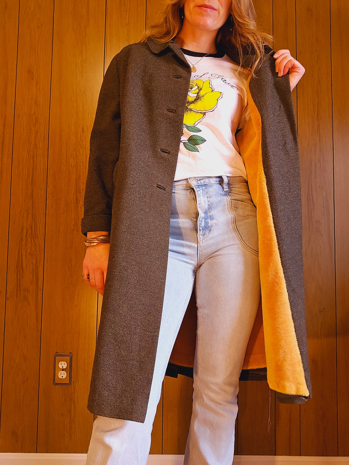 1960s Green Wool Trencher with Golden Yellow Inner (L)