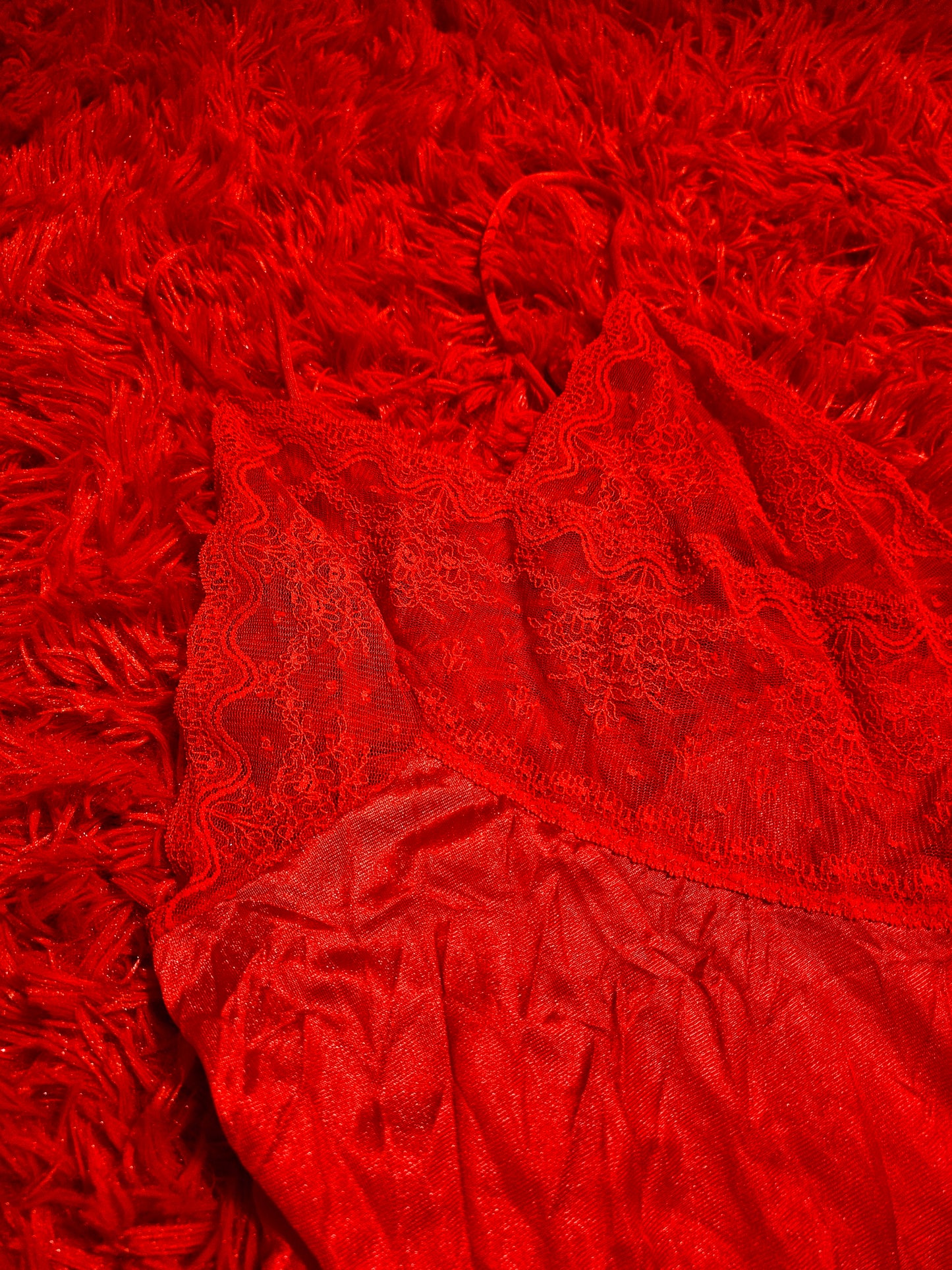 80s Red Lace Lingerie Top (S)