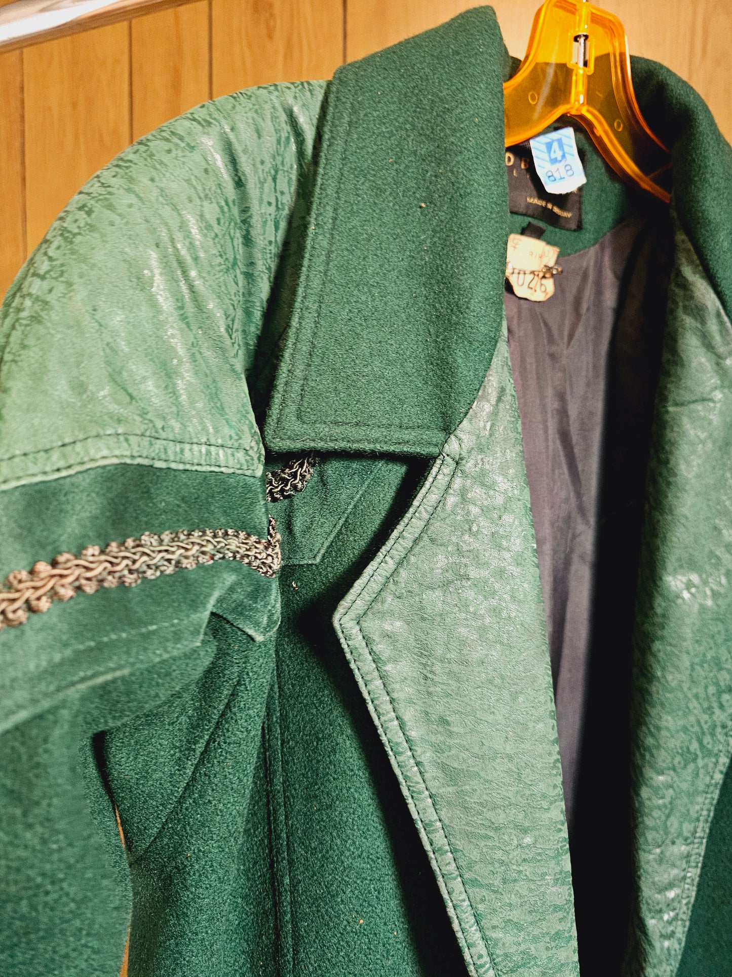 1980s David Benjamin Green Wool & Suede Leather Duster (M/L)