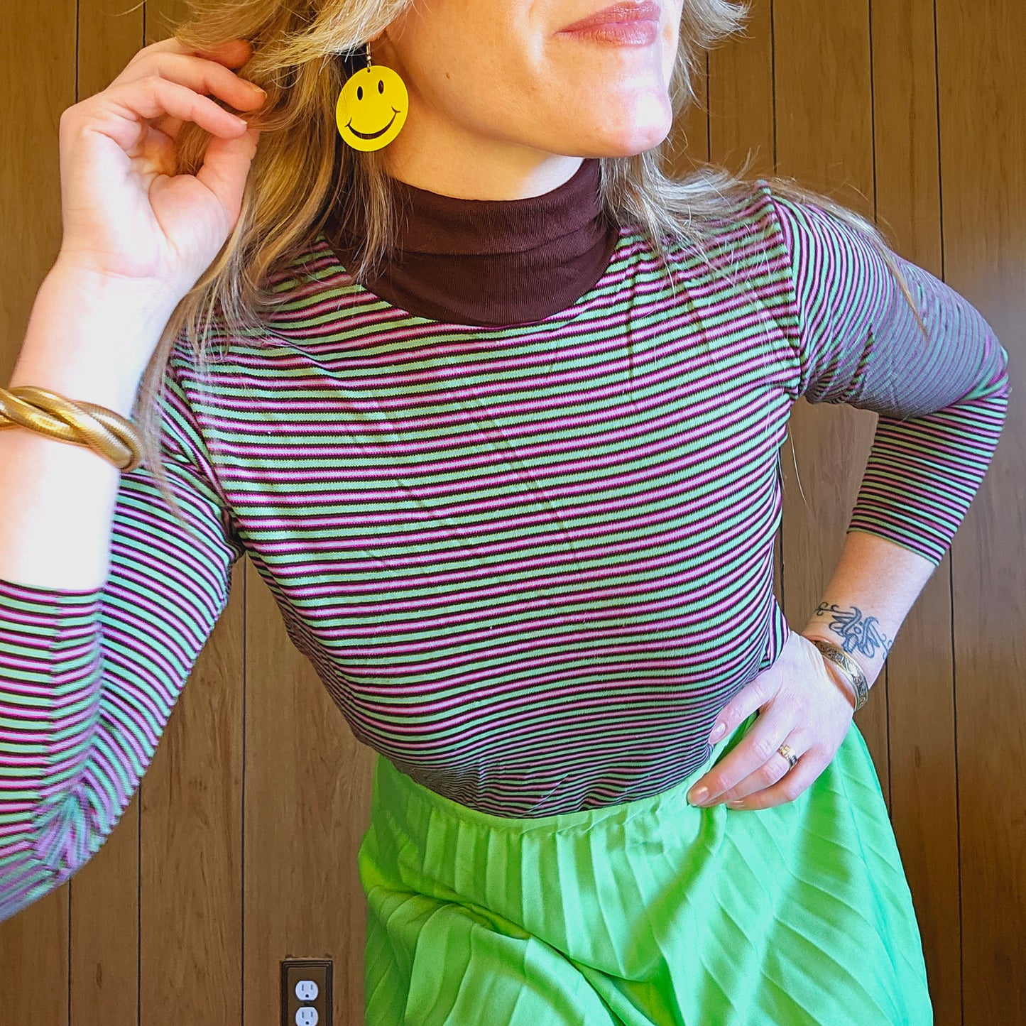 70s Stripped Turtle Neck (S)