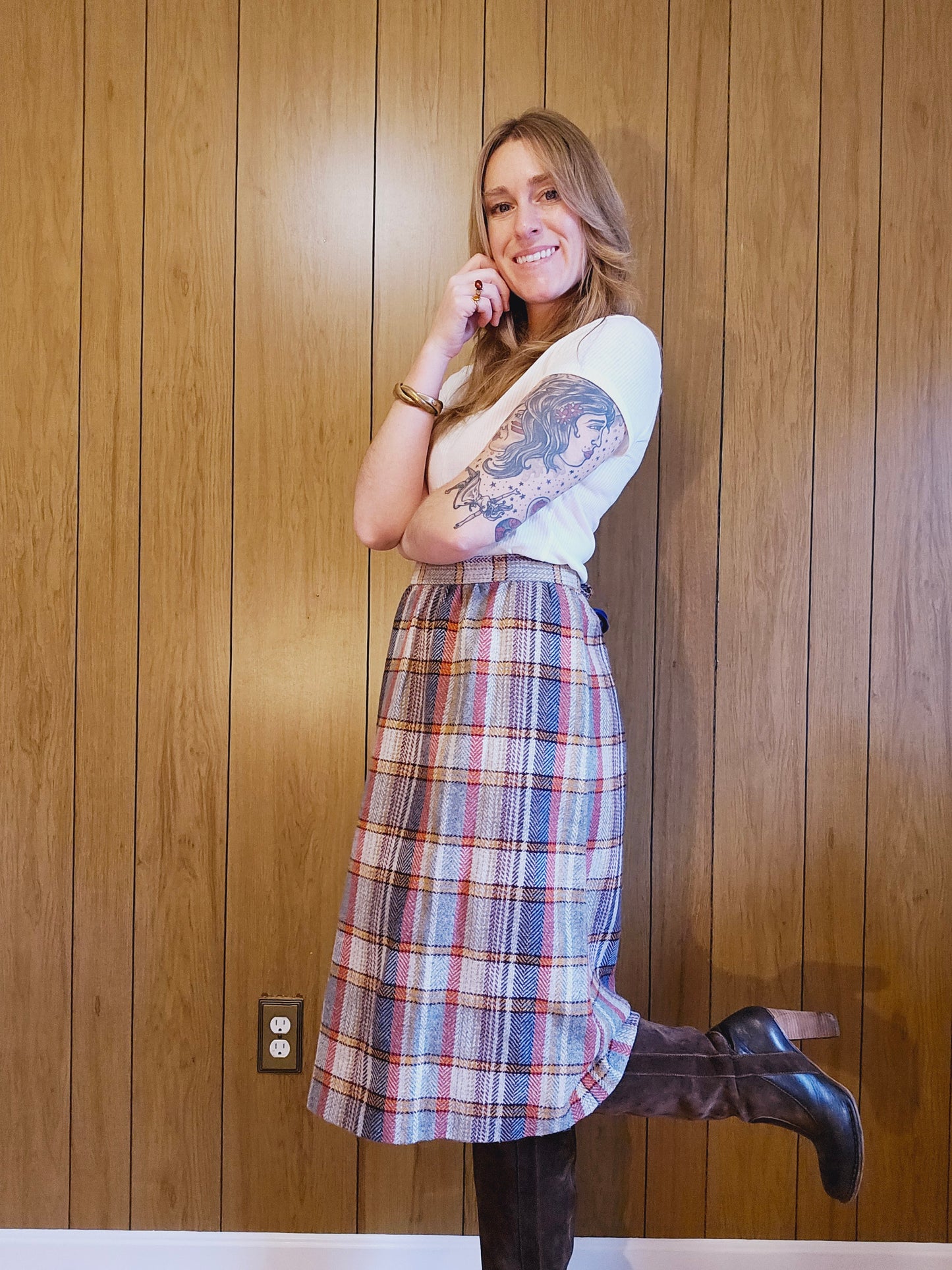 60s/70s "Hunter Sport" Plaid Skirt (L)