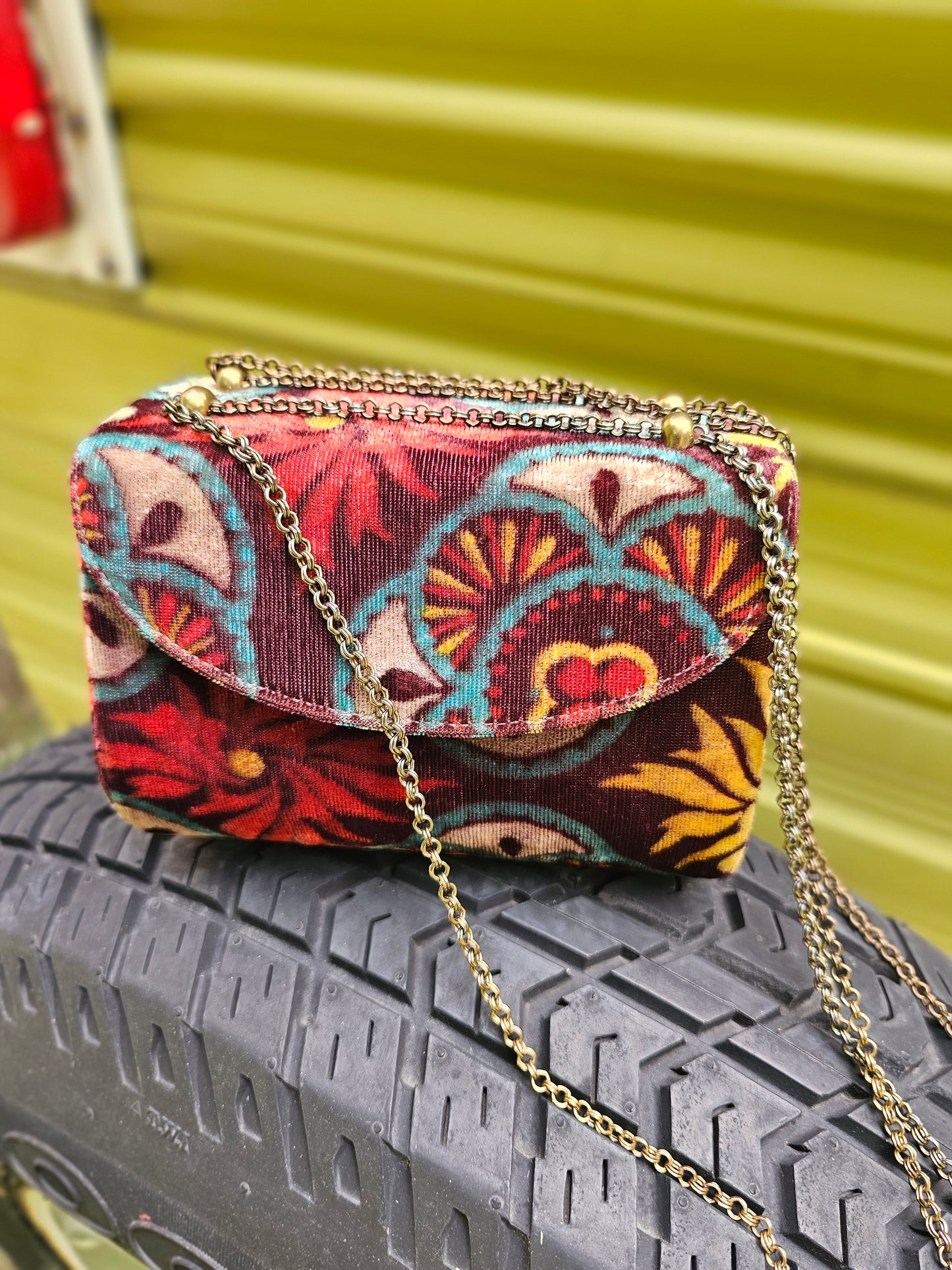 Vintage Velvety Purse w/ Chain Straps