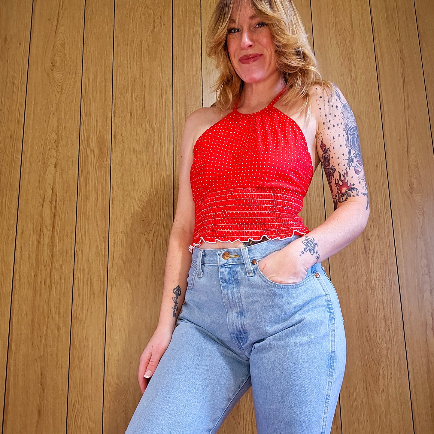 70s Polka Dot Halter Top (XS-M)