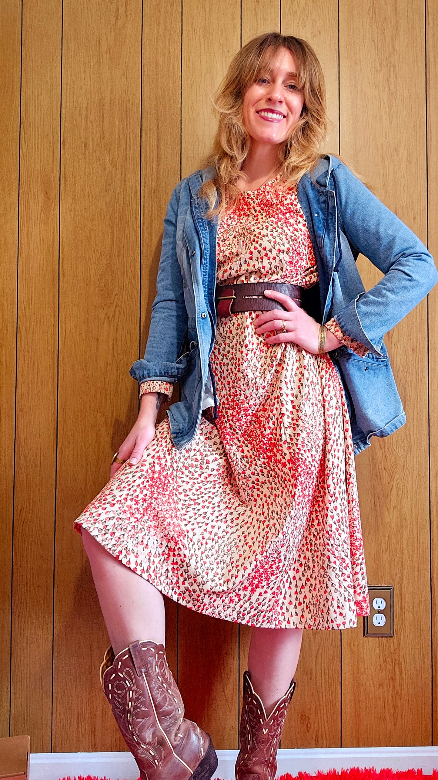 60s/70s Floral Dress (L)